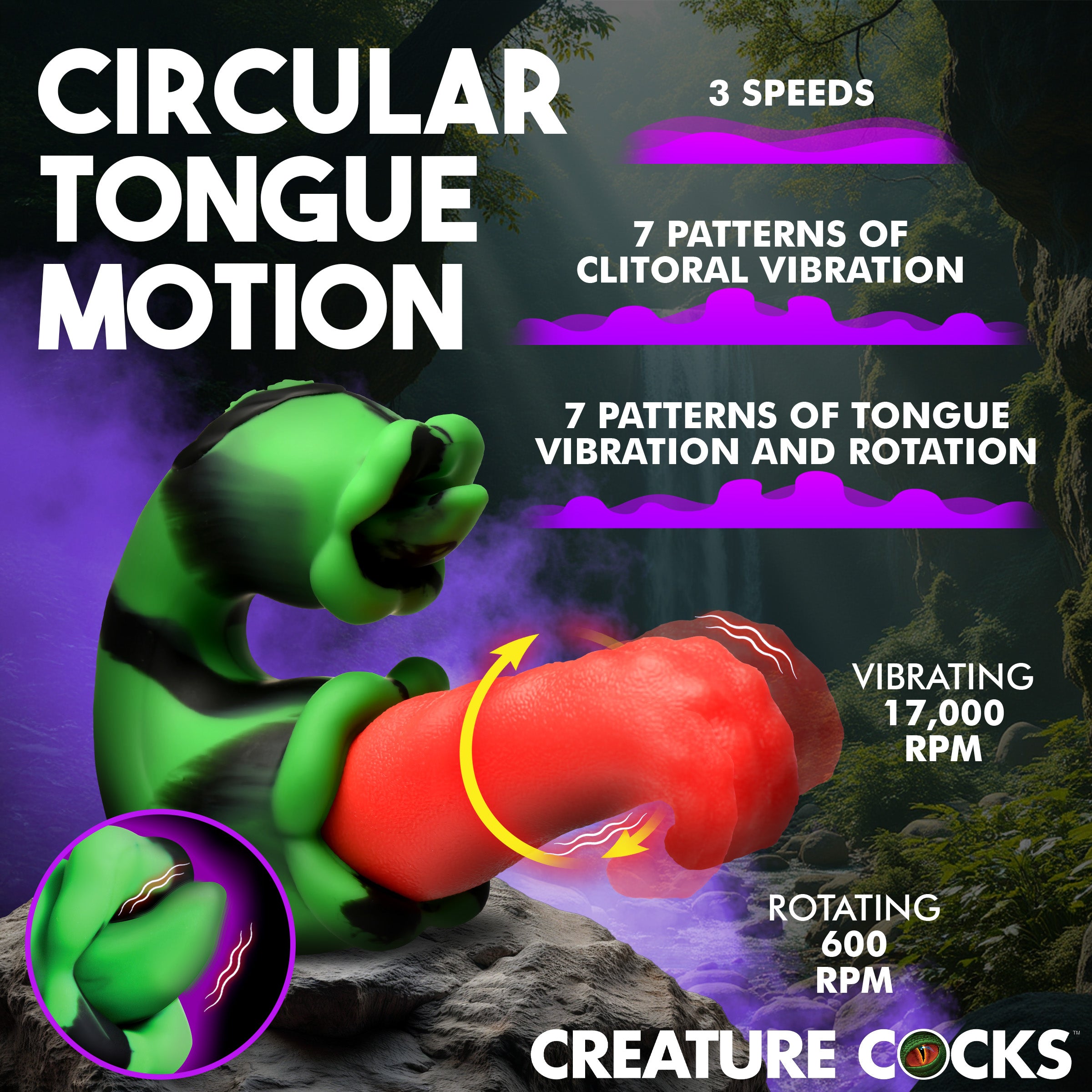 Creature Cocks Tongue Lasher Rechargeable Silicone Vibrator