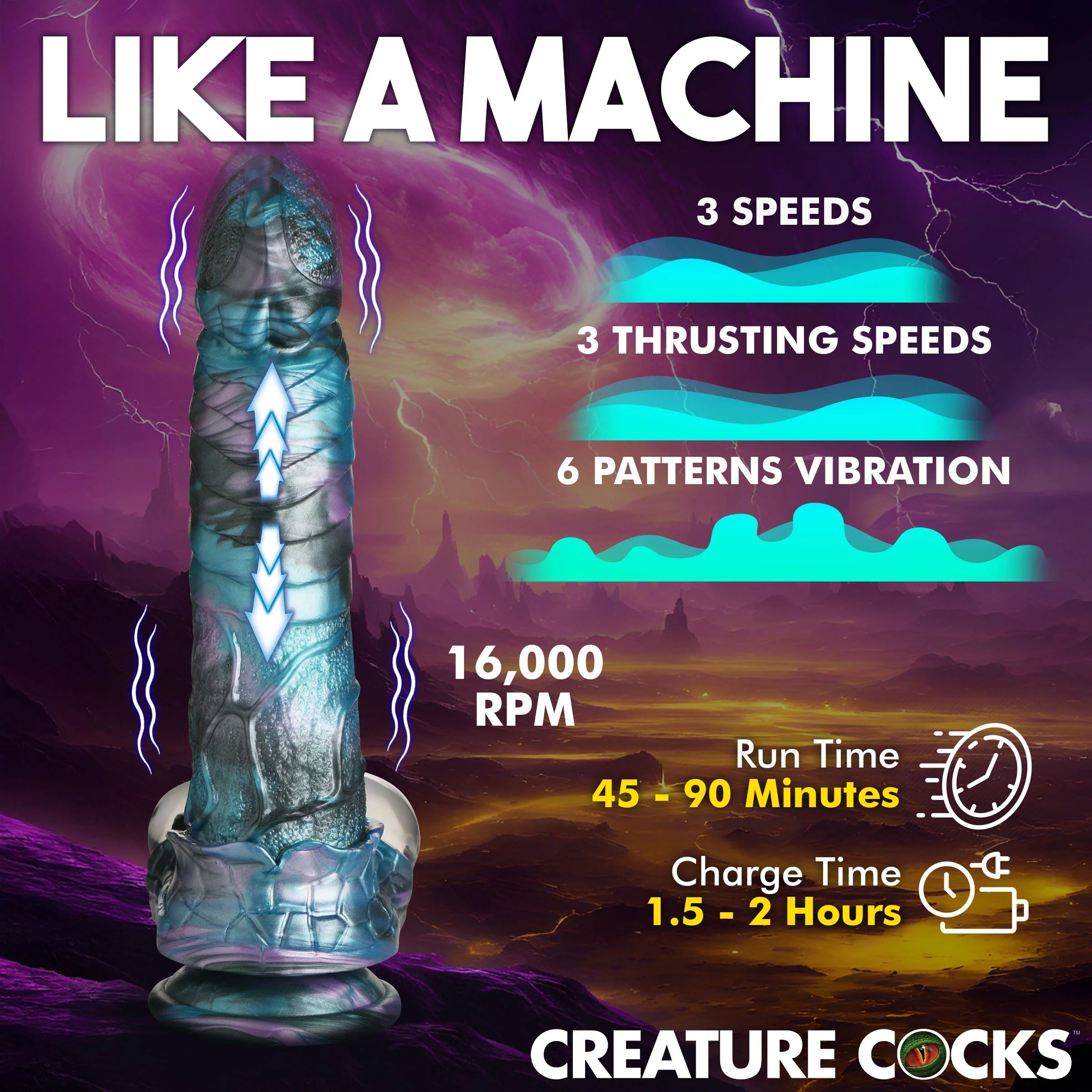 Creature Cocks Astro-Thrust Thrusting & Vibrating Silicone Dildo