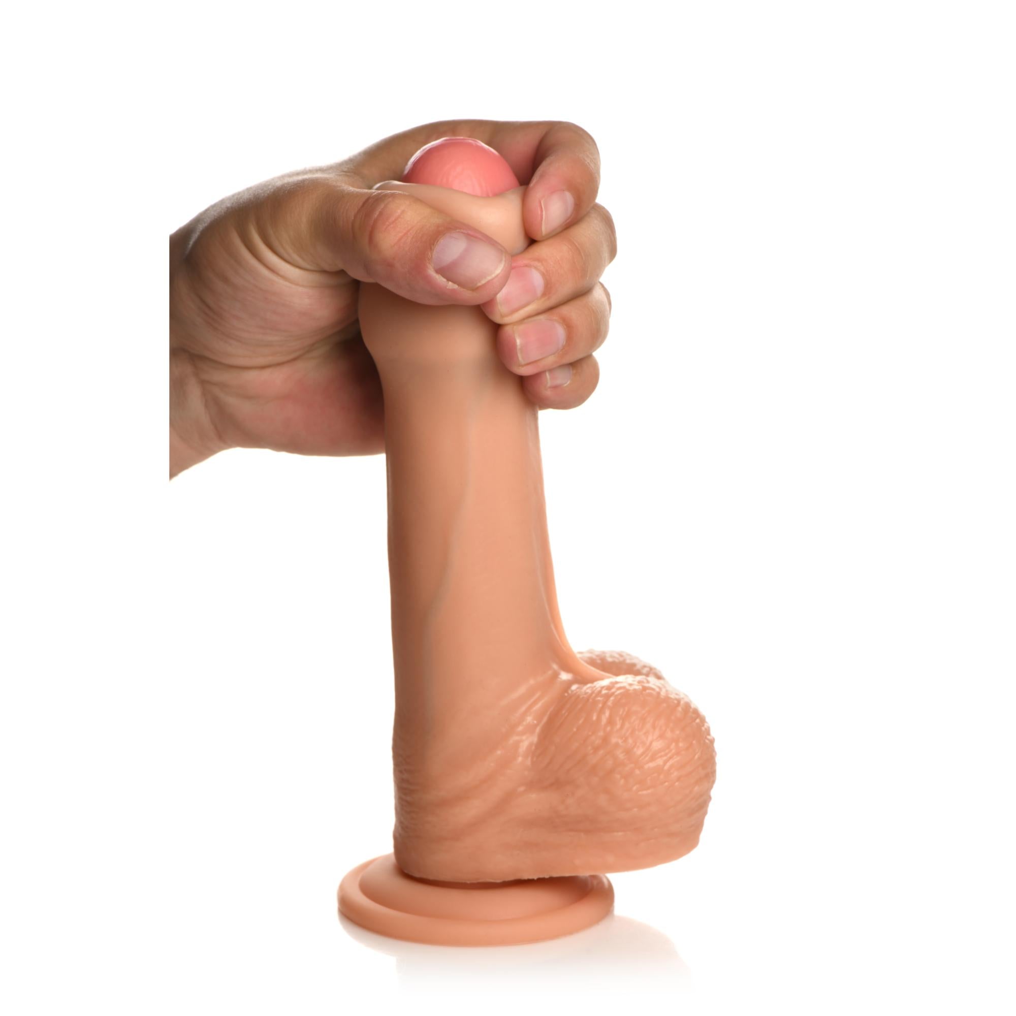 Jock Real Skin Silicone Dildo with Balls 8 in. Light