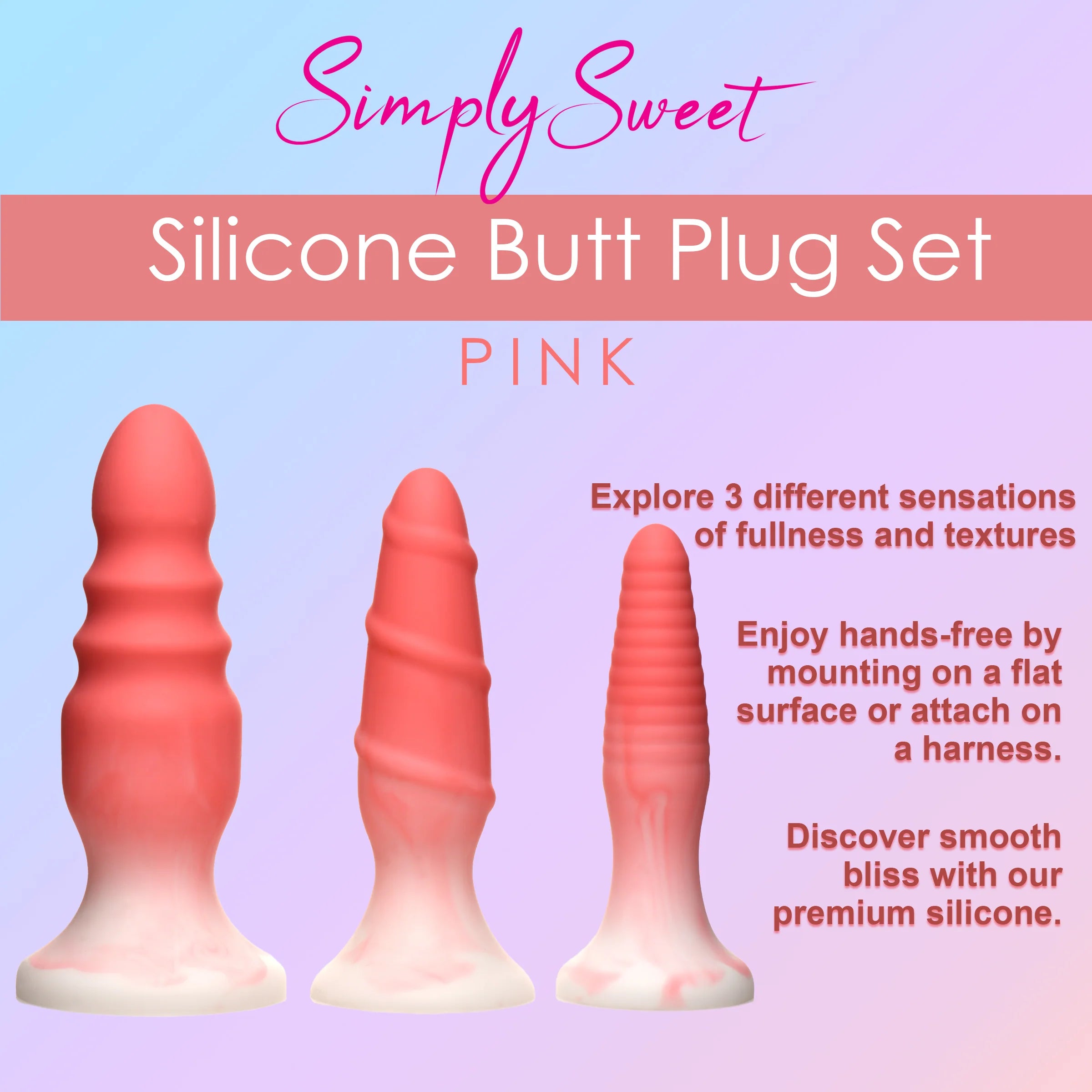 Simply Sweet Silicone Butt Plug Set