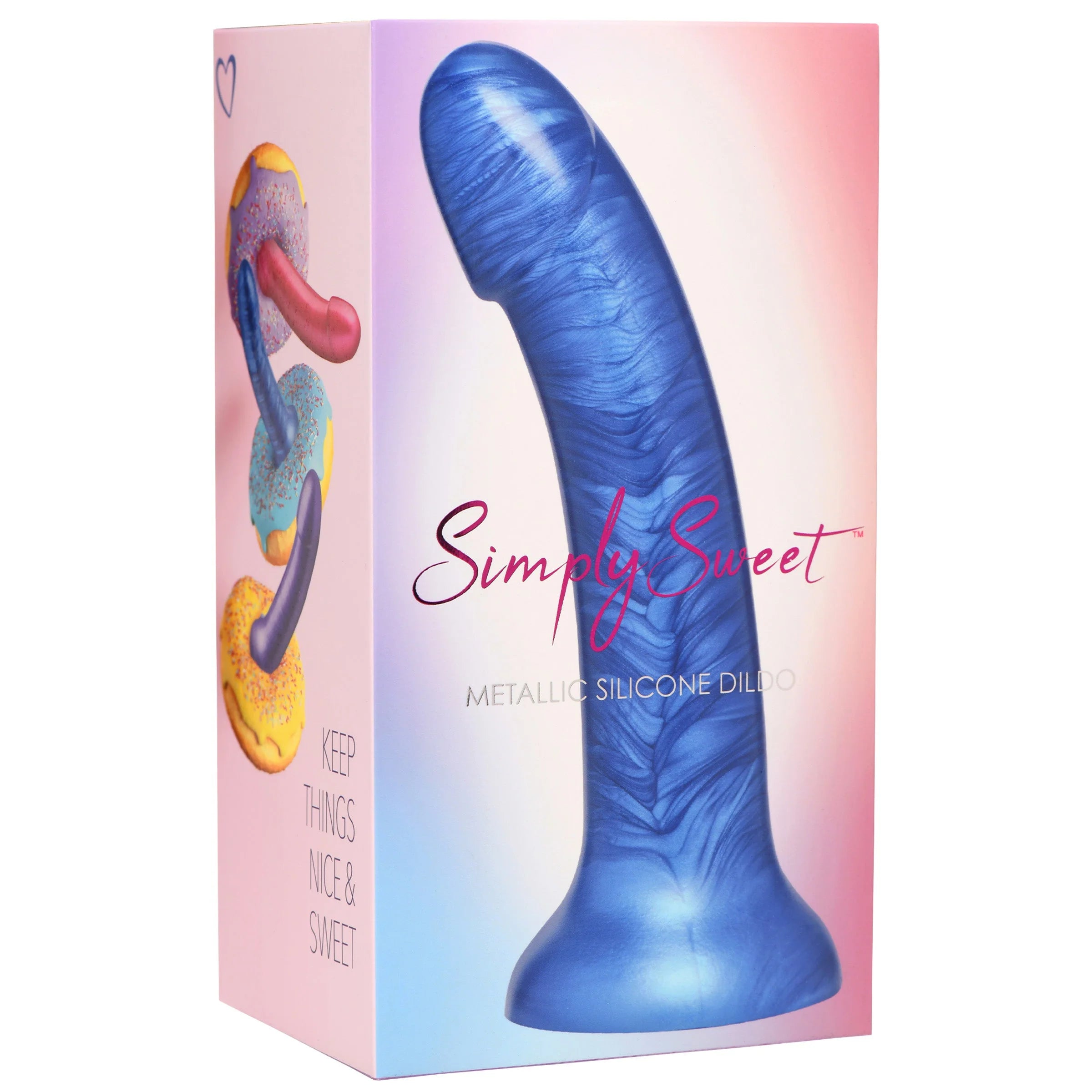 Simply Sweet Metallic Silicone Dildo 7in