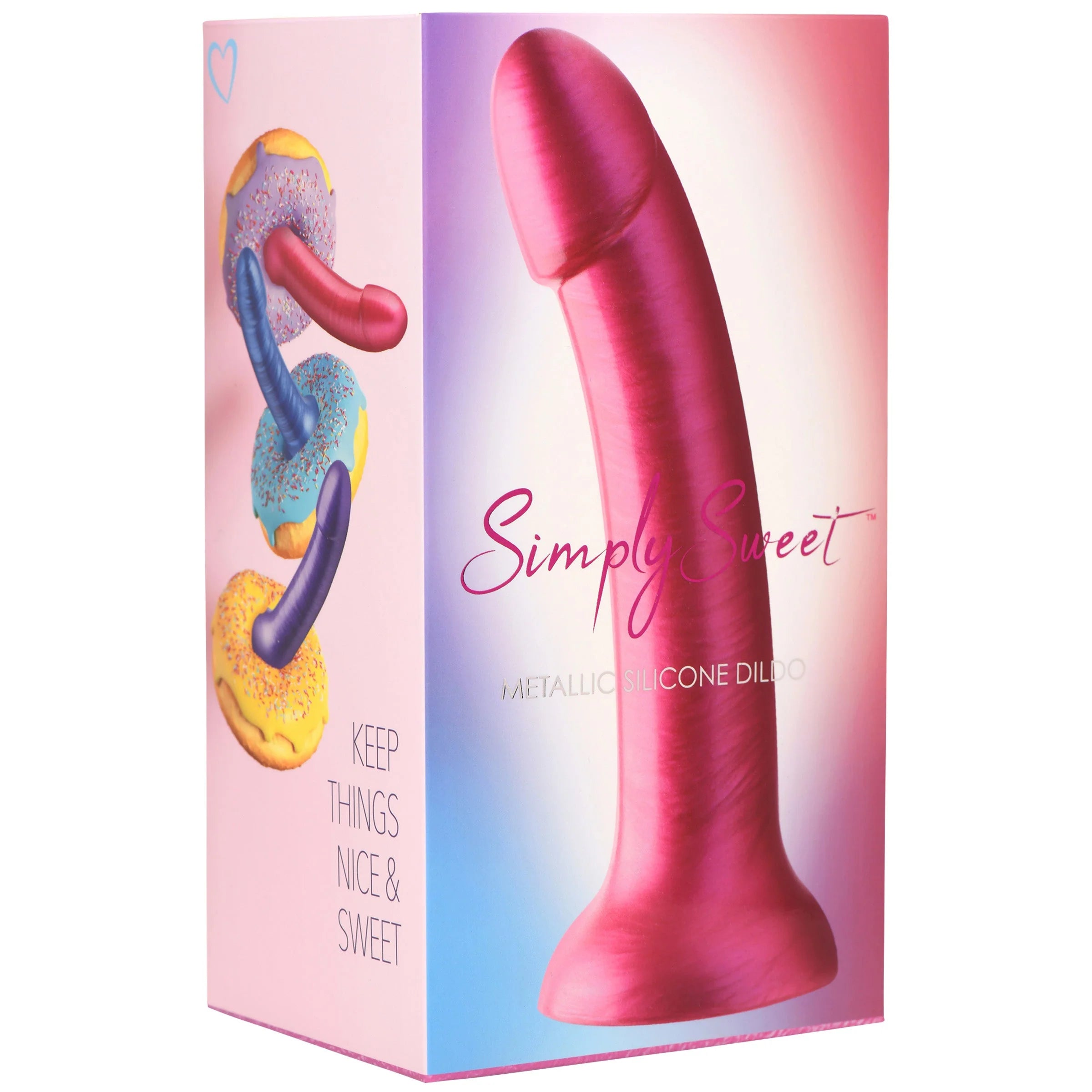 Simply Sweet Metallic Silicone Dildo 7in