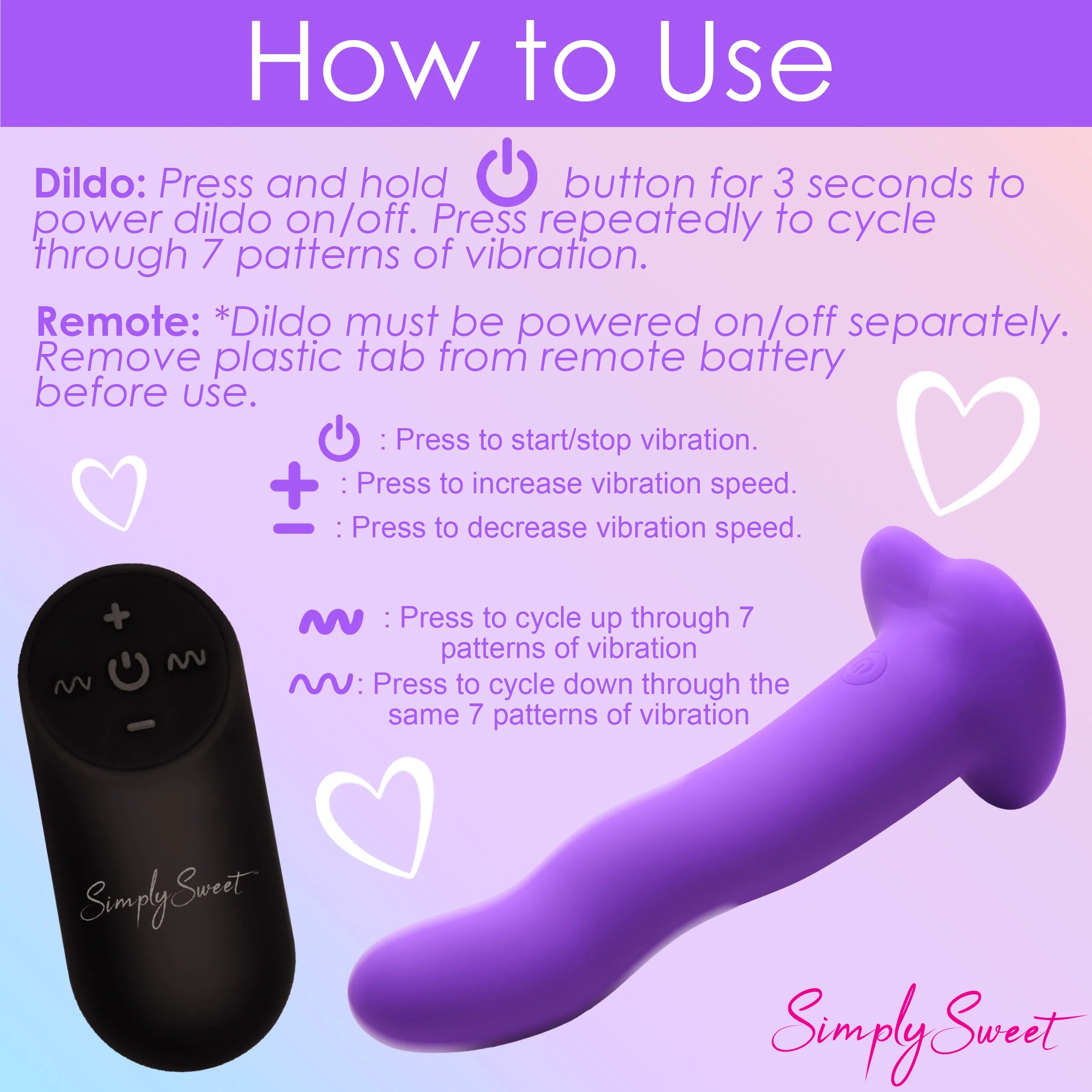 Simply Sweet 21X Vibrating Wavy Silicone Dildo W/ Remote