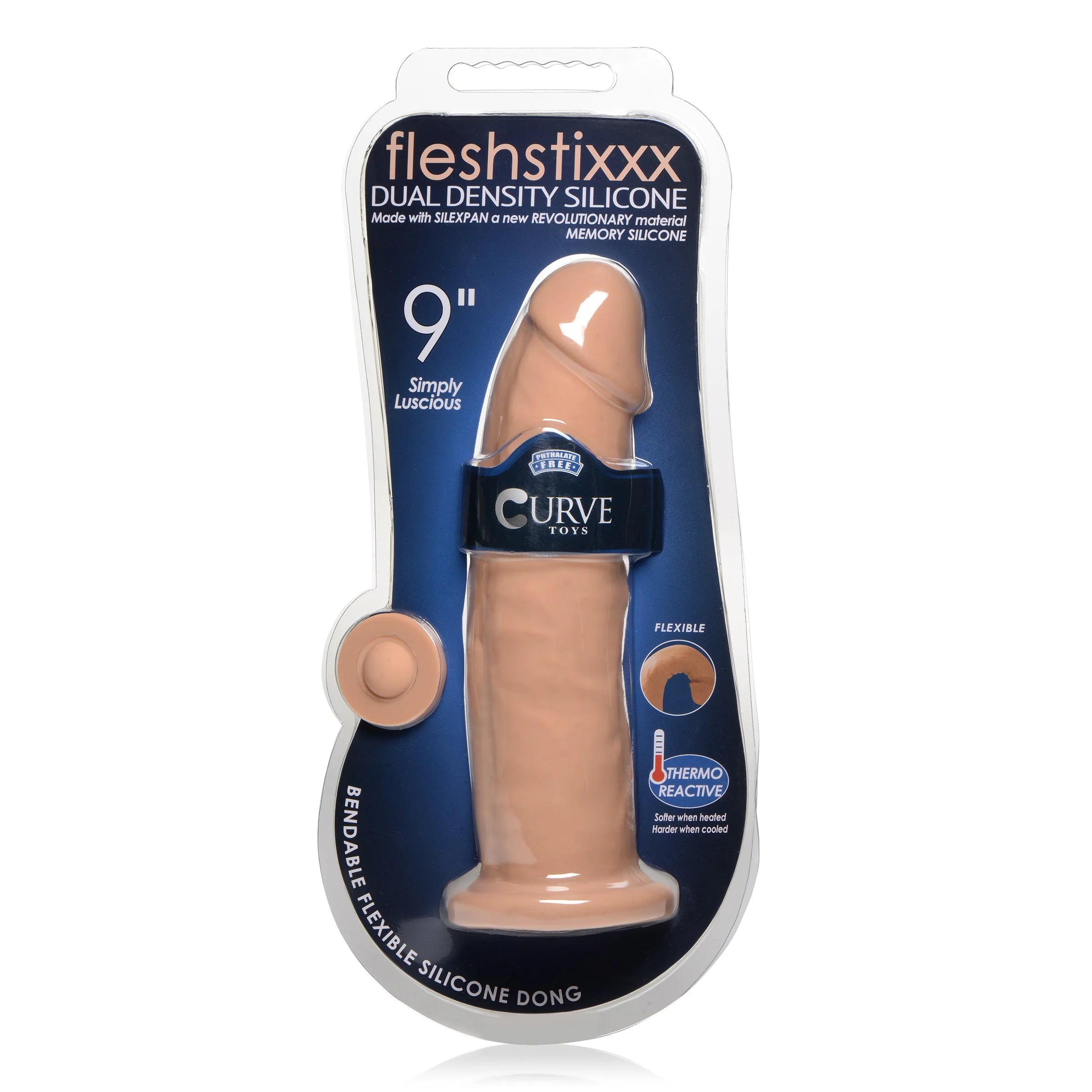 Curve Fleshstixxx Dual Density Silicone Bendable Dong 9in