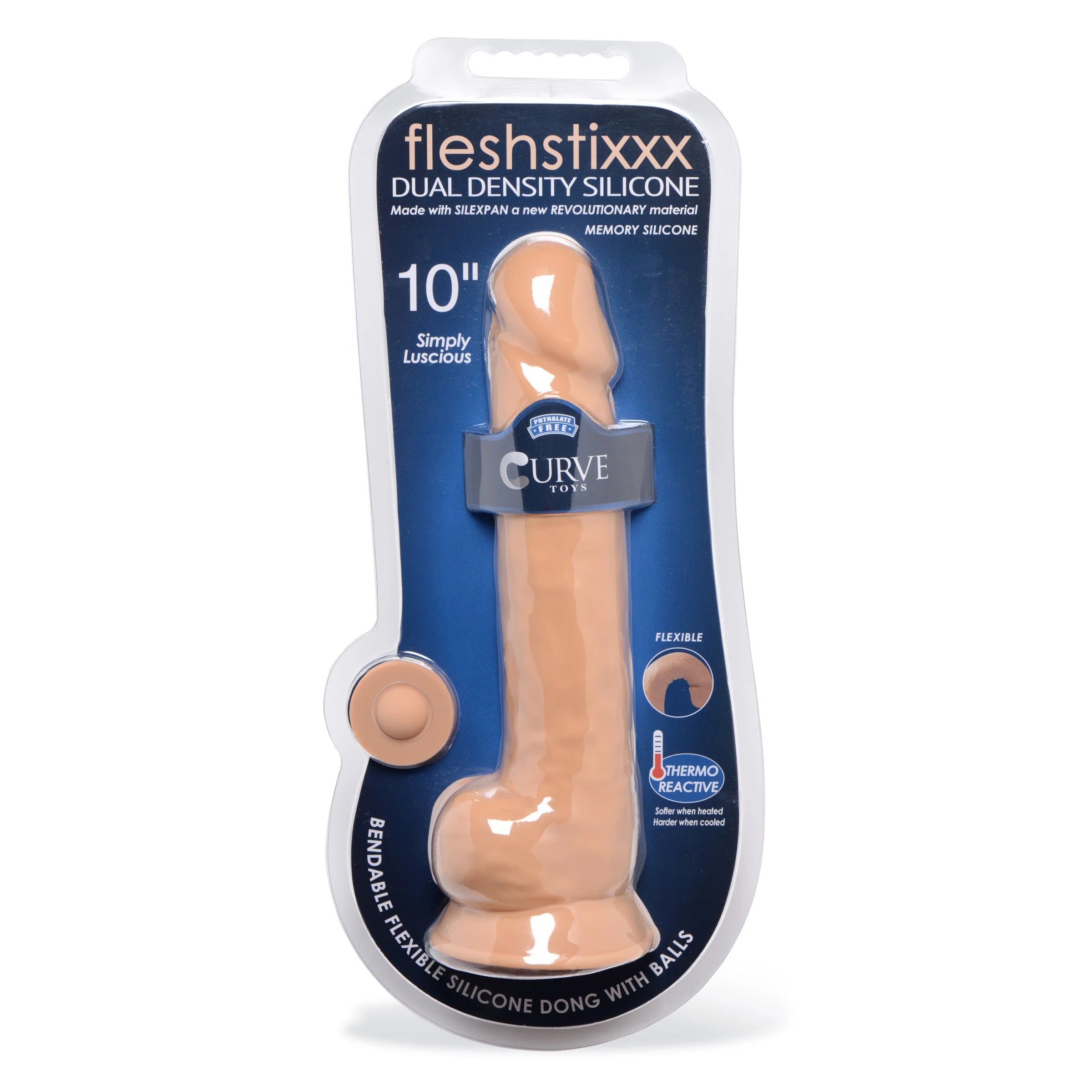 Curve Fleshstixxx Dual Density Silicone Bendable Dong with Balls 10in