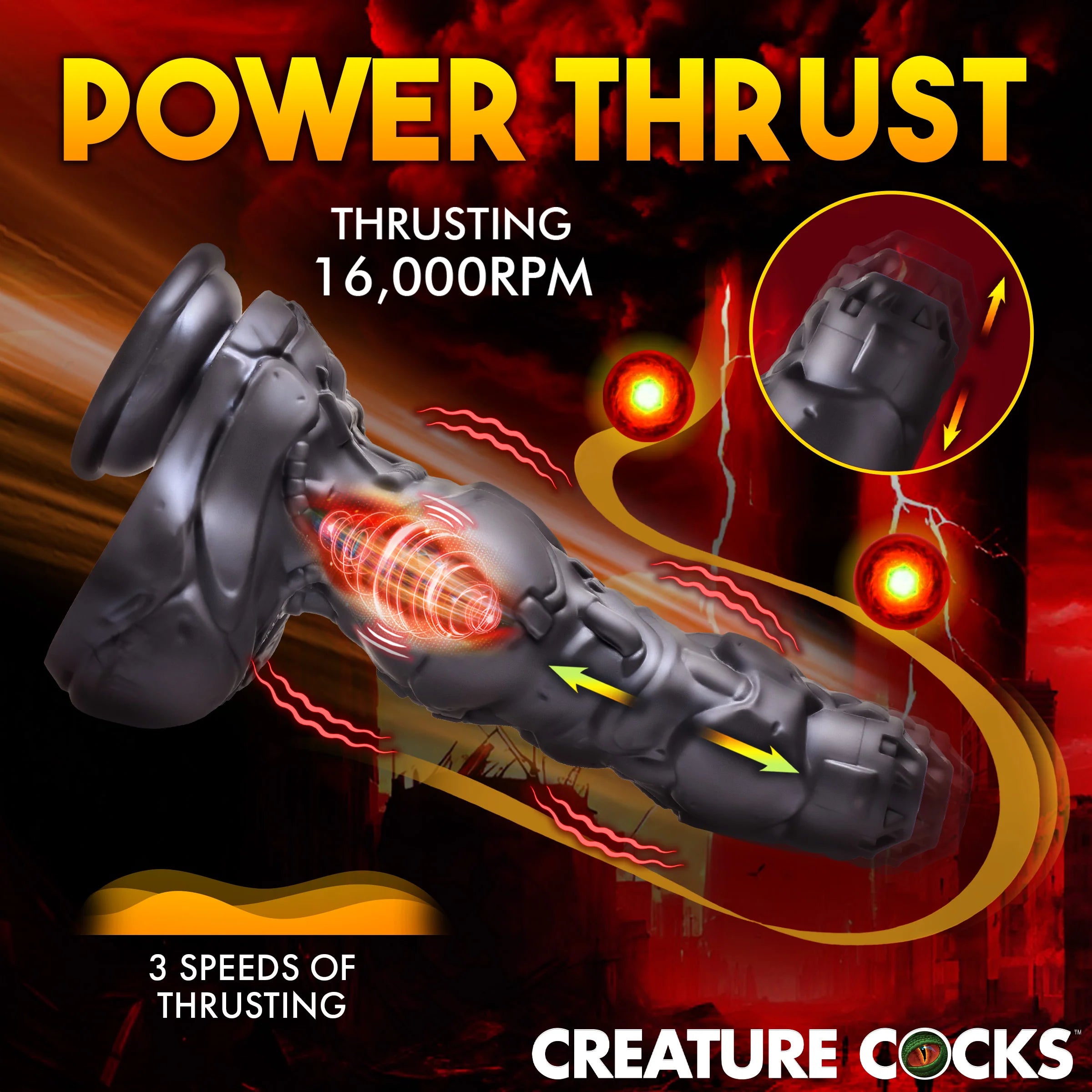 Creatre Cocks Cyborg Cock Thrusting & Vibrating Silicone Dildo