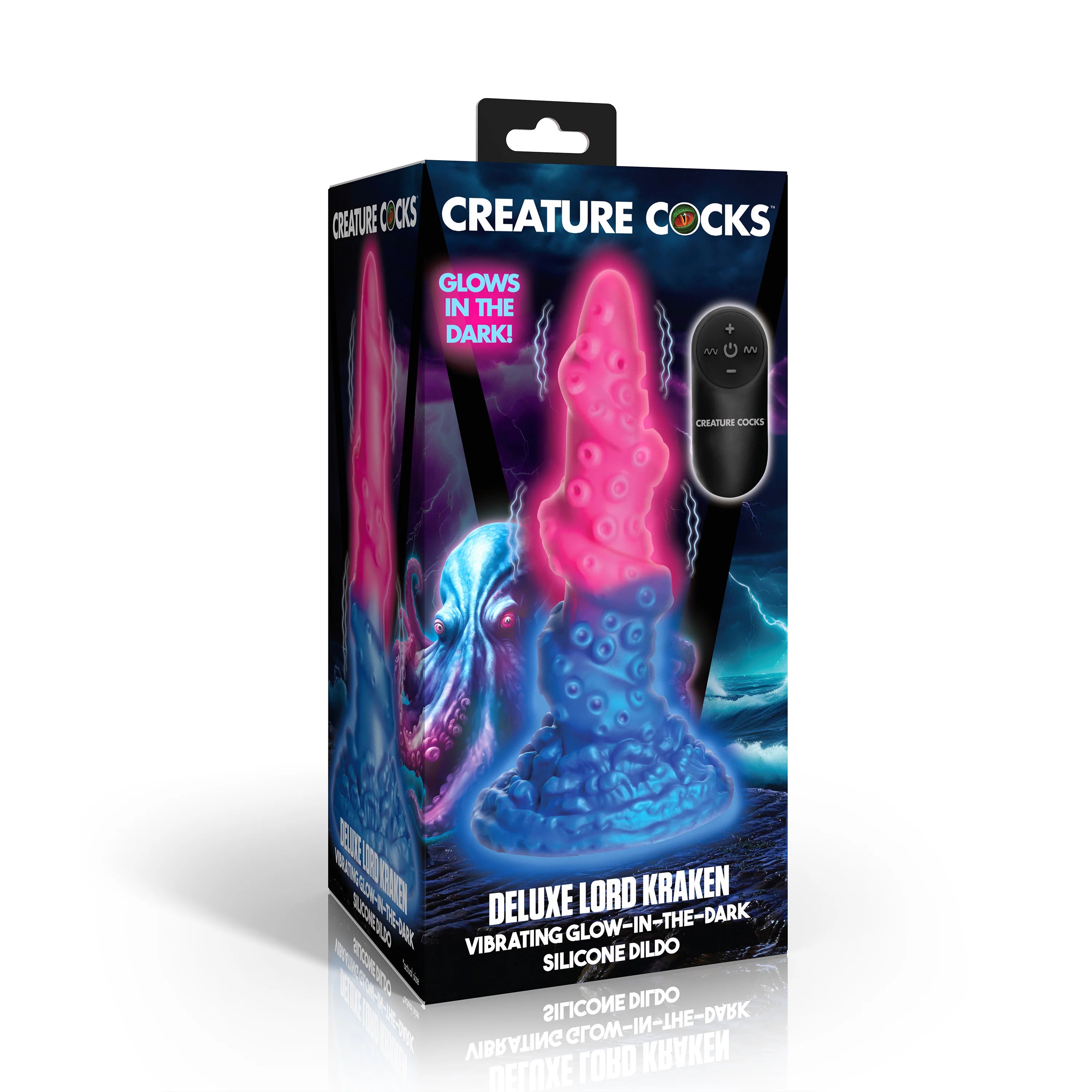 Deluxe Lord Kraken Vibrating Glow-in-the-Dark Silicone Dildo