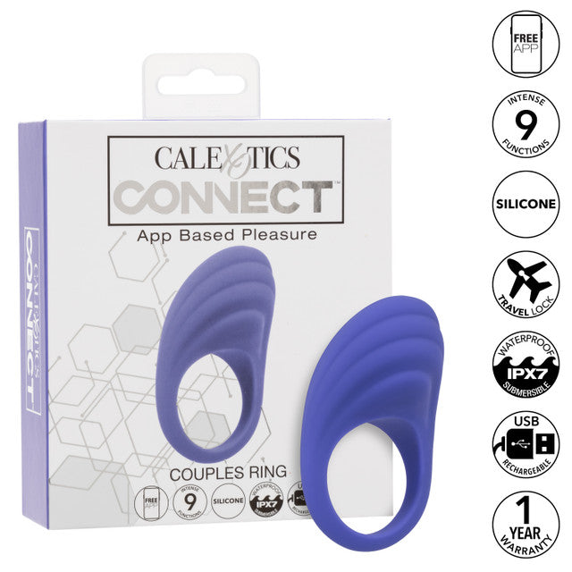 CalExotics Connect Couples Ring Rechargeable Silicone App Compatible Cock Ring with Remote