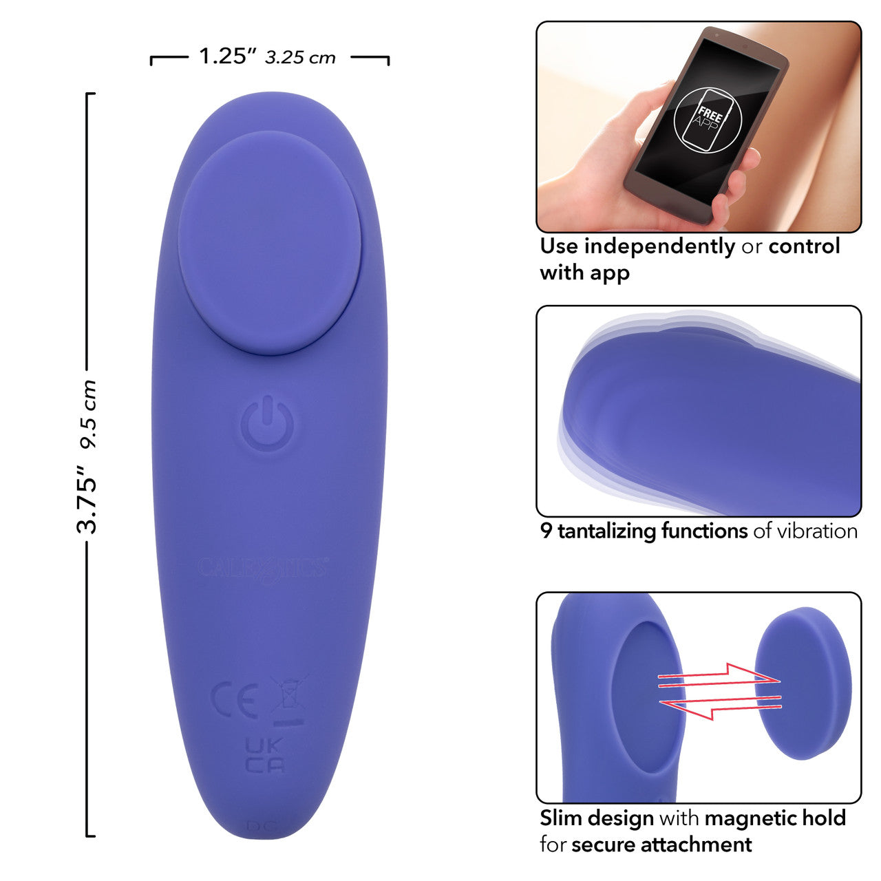 CalExotics Connect Panty Teaser Rechargeable Silicone App Compatible Vibrator with Remote