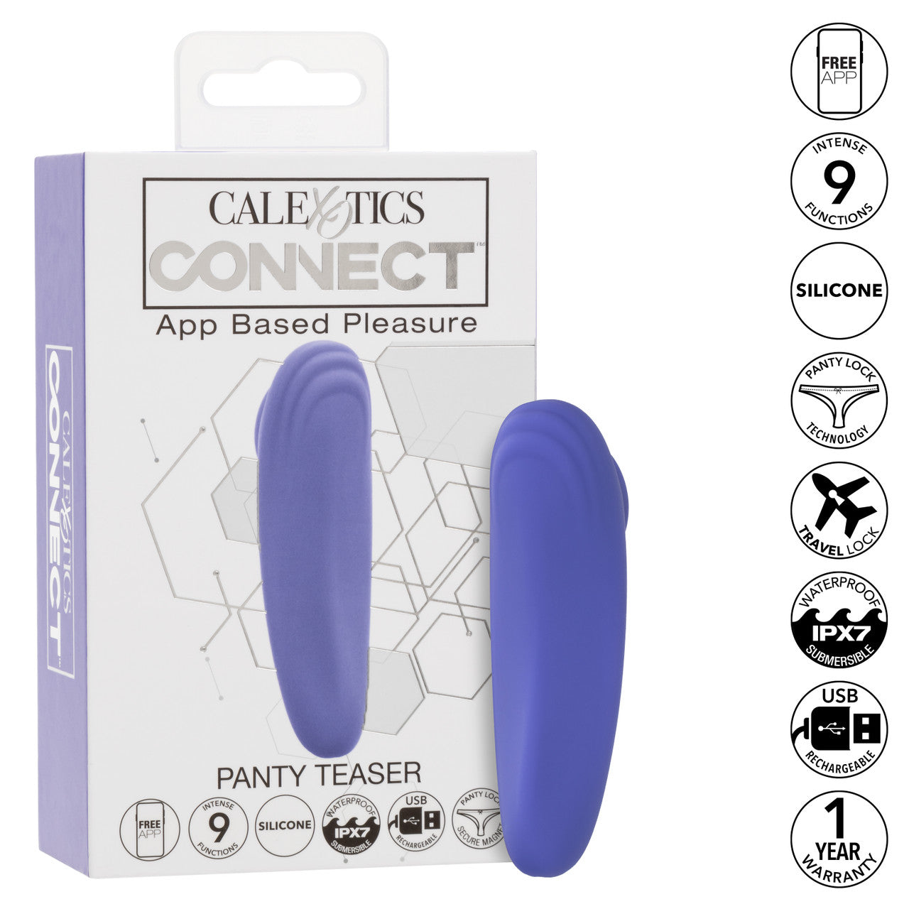 CalExotics Connect Panty Teaser Rechargeable Silicone App Compatible Vibrator with Remote