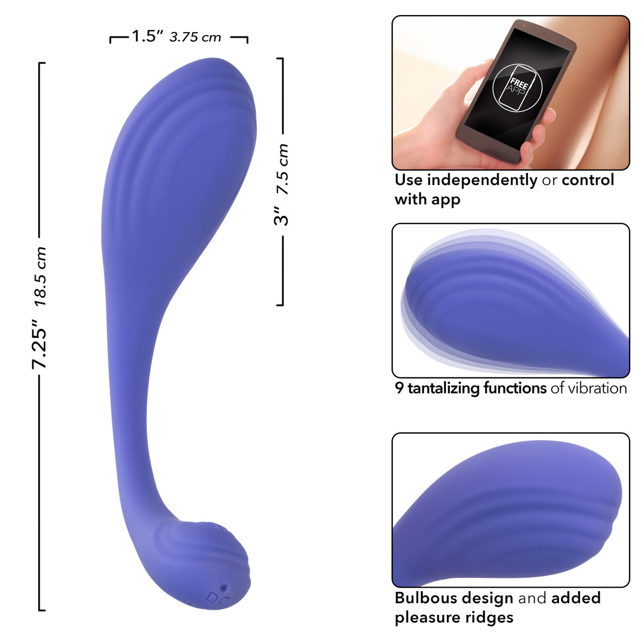 CalExotics Connect Kegel Exerciser Rechargeable Silicone App Compatible Stimulator with Remote