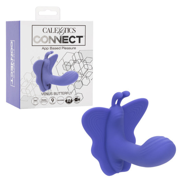 CalExotics Connect Venus Butterfly Rechargeable Silicone App Compatible Stimulator with Remote