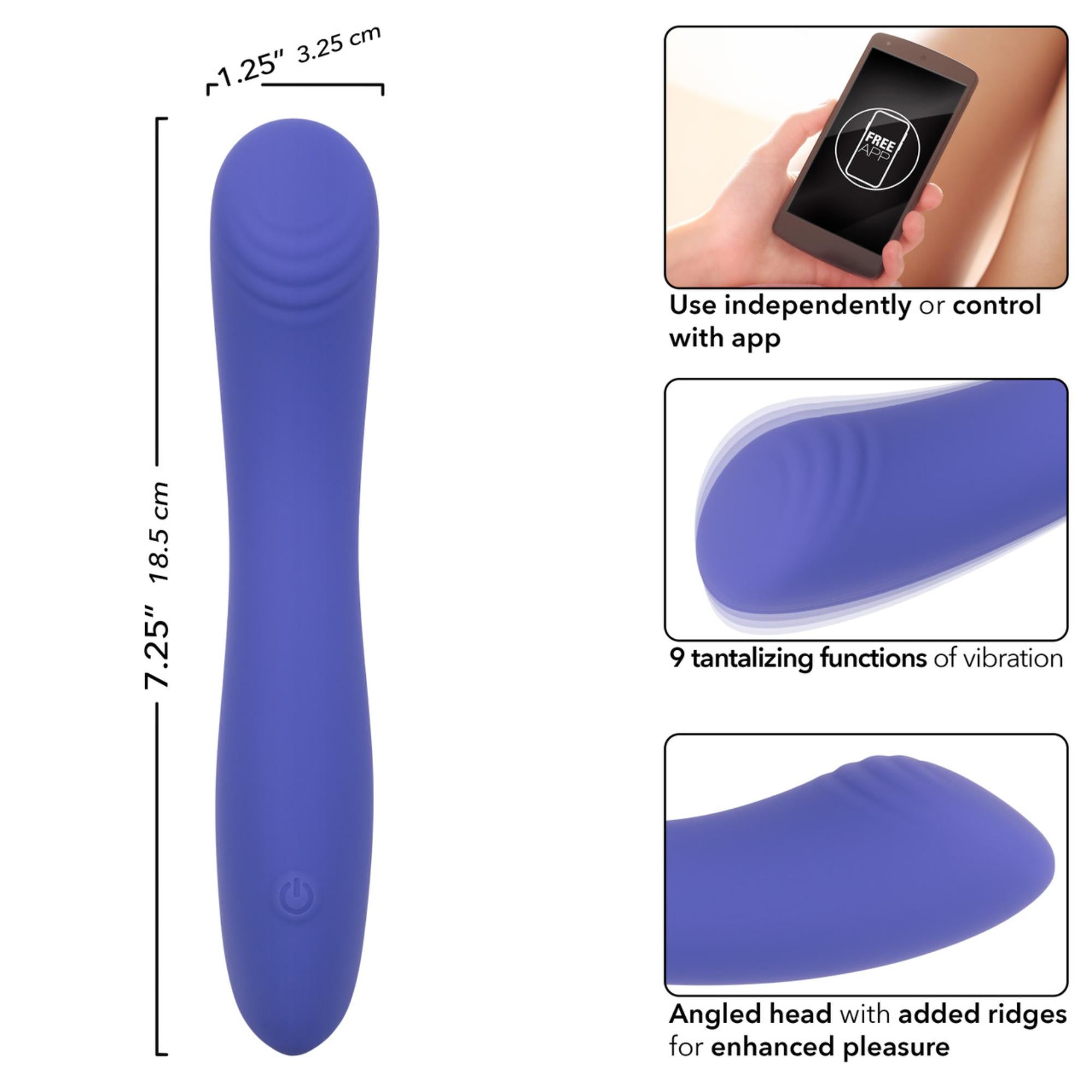 CalExotics Connect Contoured G Rechargeable Silicone App Compatible G-Spot Vibrator with Remote