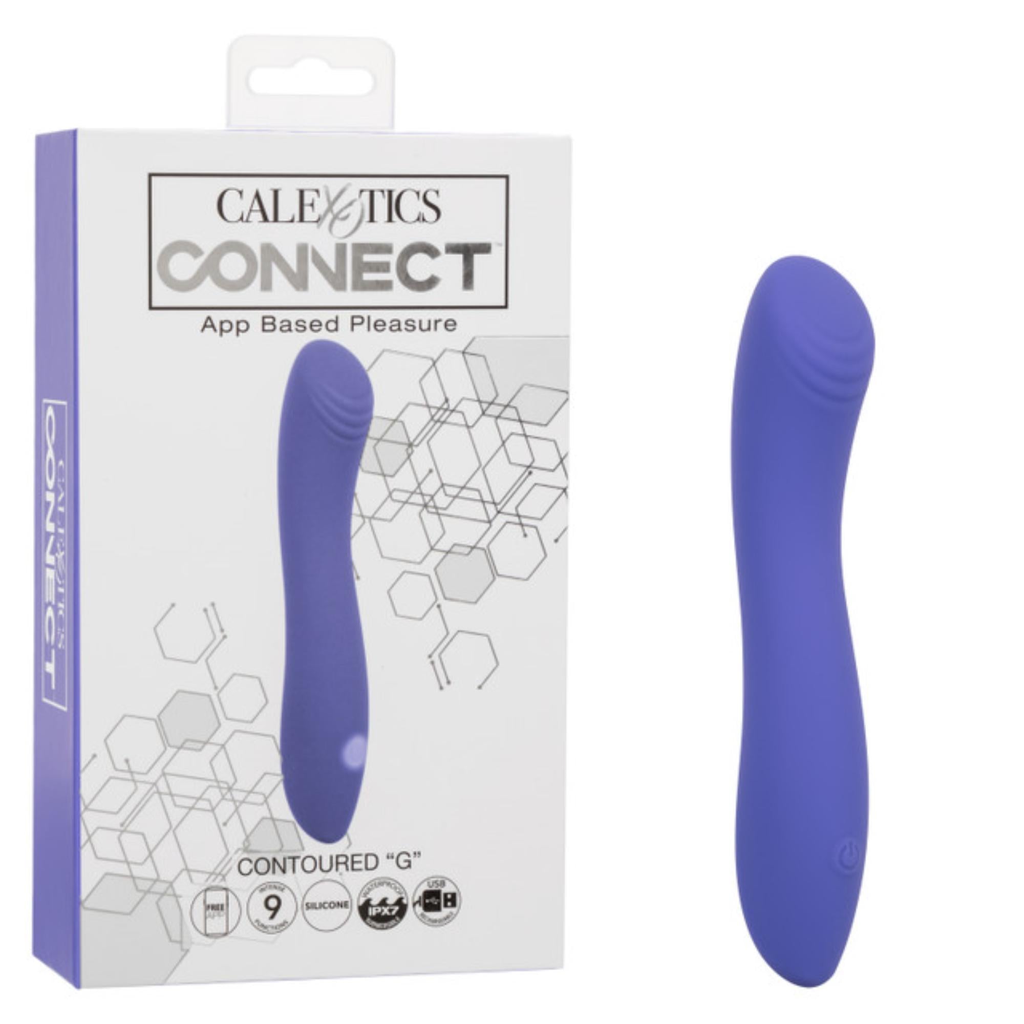 CalExotics Connect Contoured G Rechargeable Silicone App Compatible G-Spot Vibrator with Remote