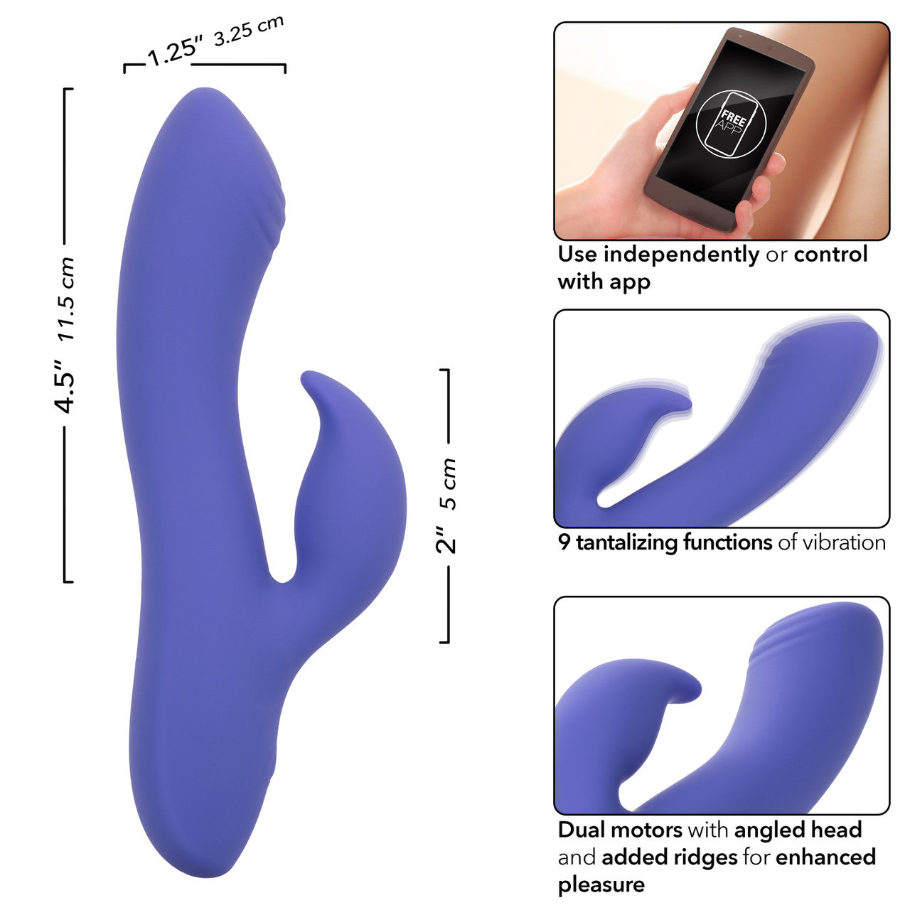 CalExotics Connect Dual Stimulator Rechargeable Silicone App Compatible Dual Vibrator with Remote