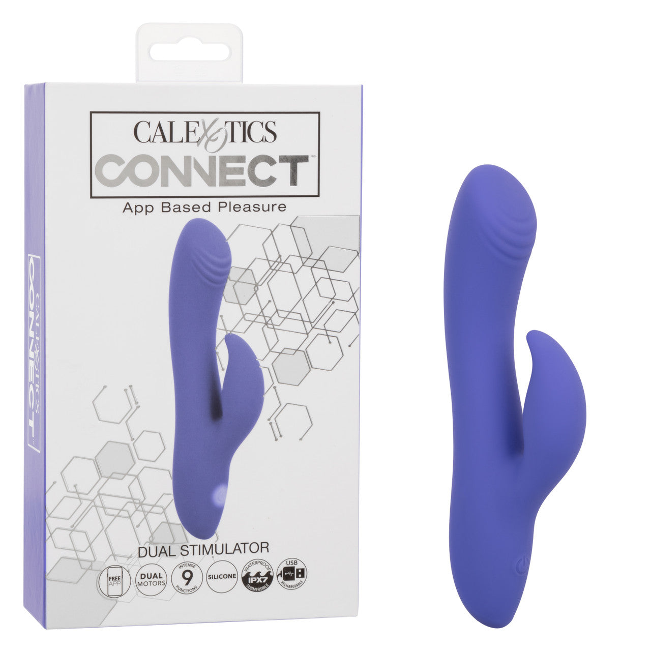 CalExotics Connect Dual Stimulator Rechargeable Silicone App Compatible Dual Vibrator with Remote