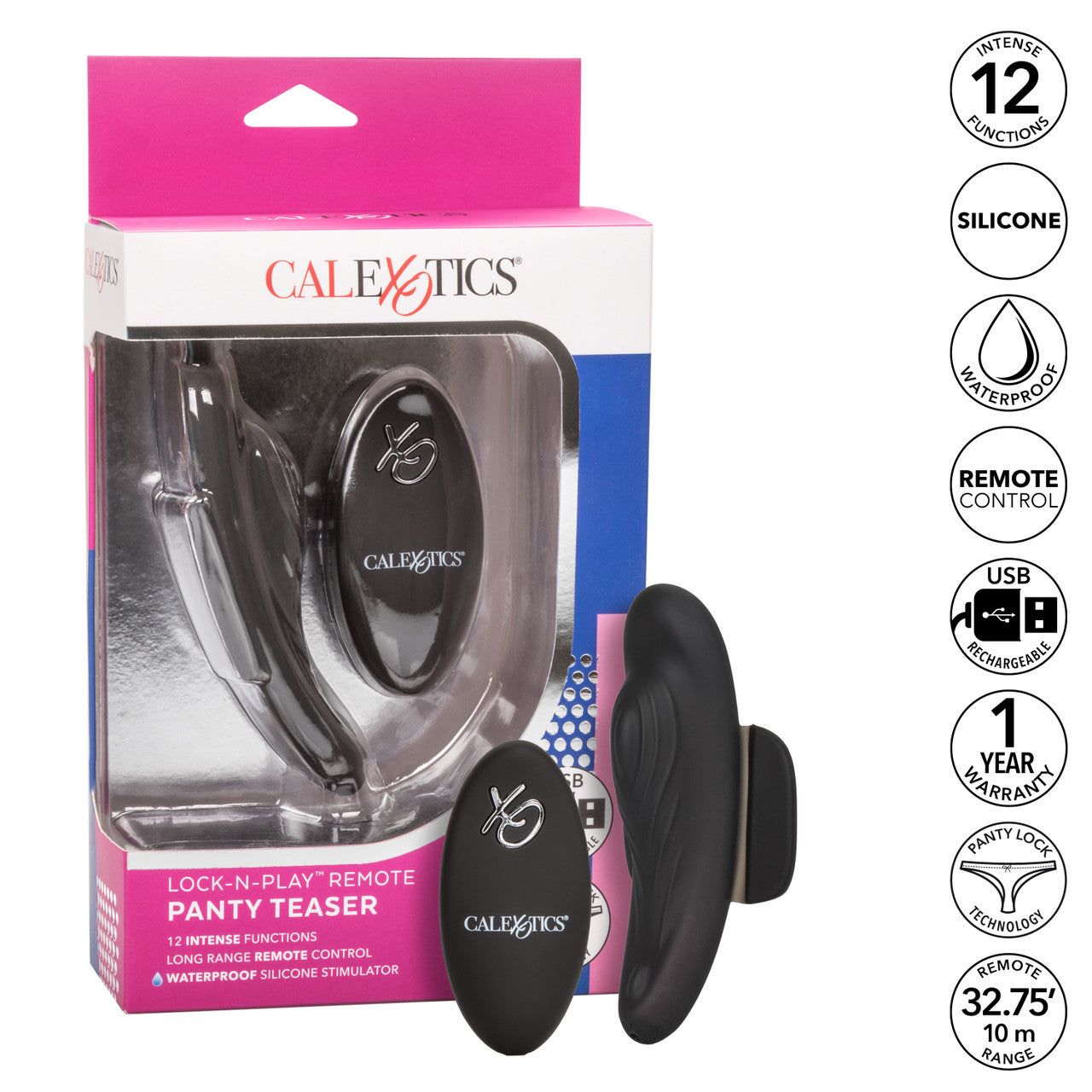 CalExotics Lock-N-Play Remote Panty Teaser Rechargeable Silicone Panty Vibe with Remote Control