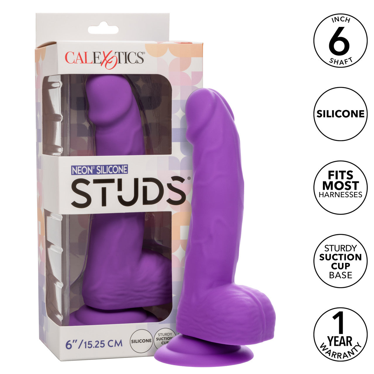 CalExotics Neon Silicone Studs Dildo 6in