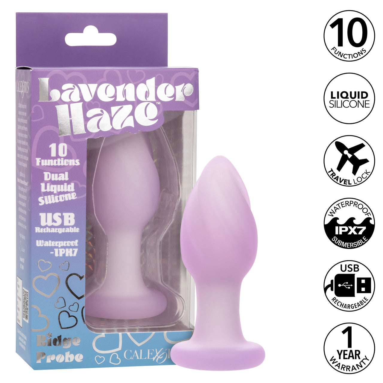 CalExotics Lavender Haze Ridge Probe Silicone Rechargeable Anal Plug