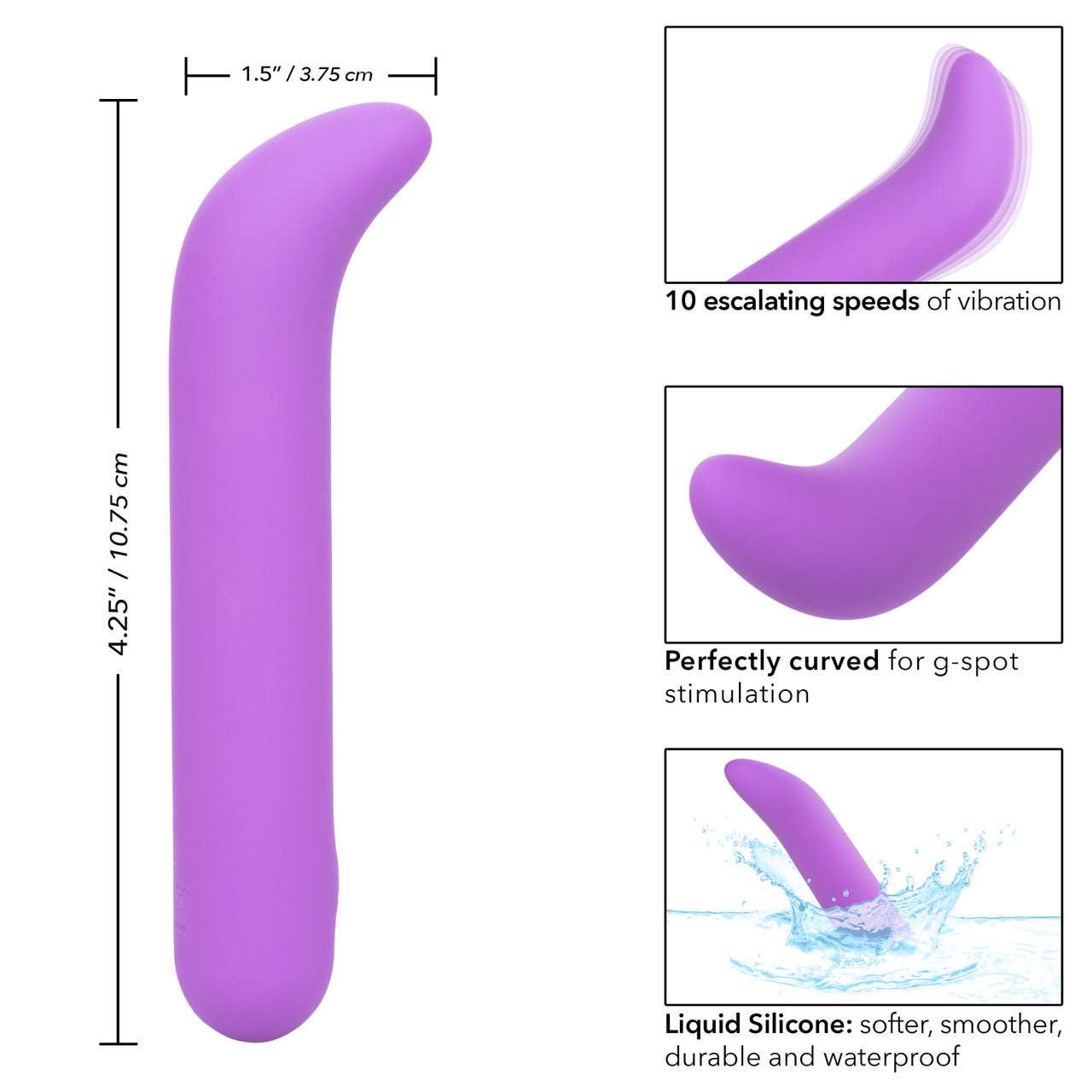 CalExotics Bliss Liquid Silicone Rechargeable Mini G Vibrator - Purple