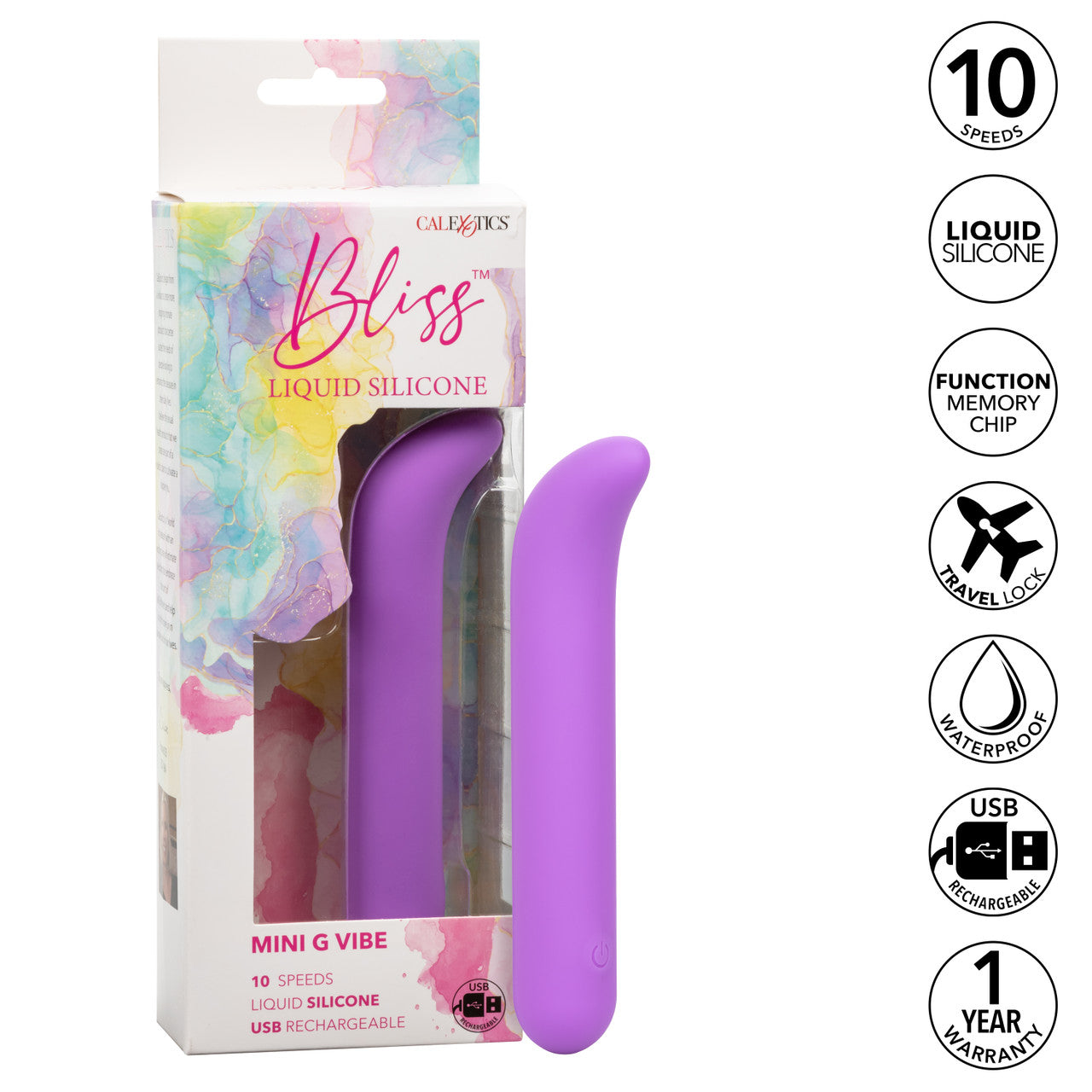 CalExotics Bliss Liquid Silicone Rechargeable Mini G Vibrator - Purple