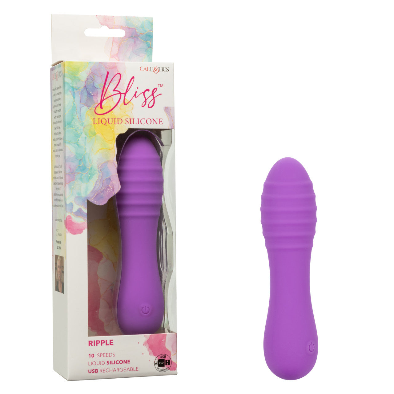 CalExotics Bliss Liquid Silicone Ripple Rechargeable Vibrator with Clitoral Stimulator