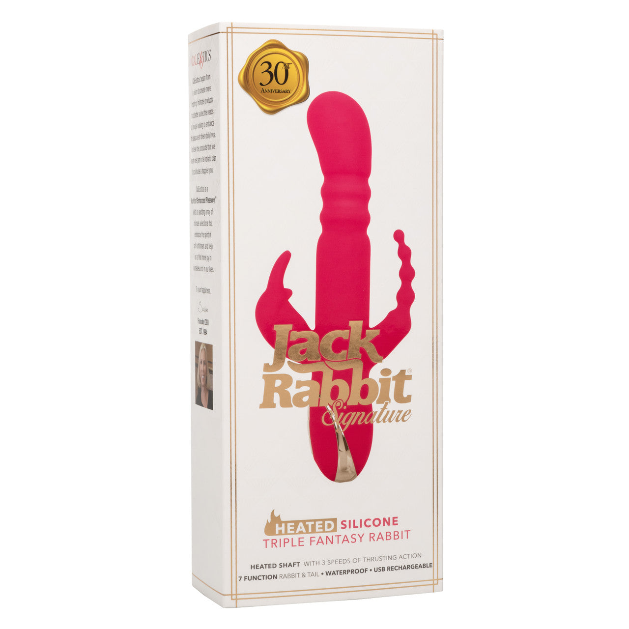 CalExotics Jack Rabbit Signature Heated Rechargeable Silicone Triple Fantasy Rabbit Vibrator