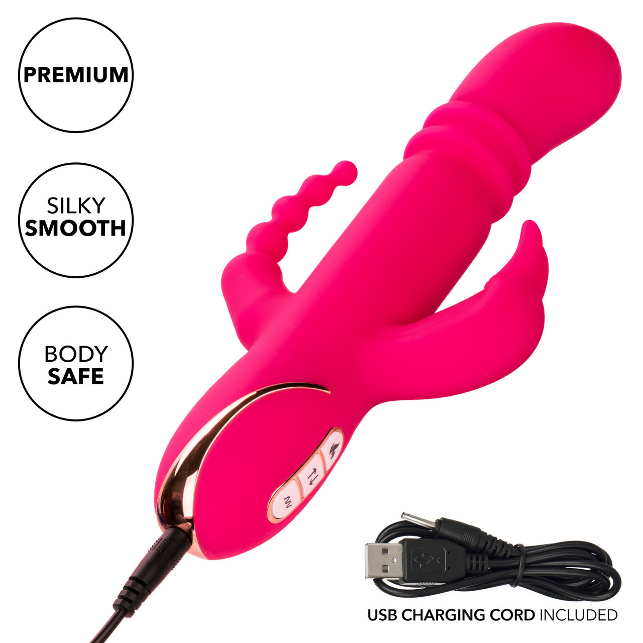 CalExotics Jack Rabbit Signature Heated Rechargeable Silicone Triple Fantasy Rabbit Vibrator