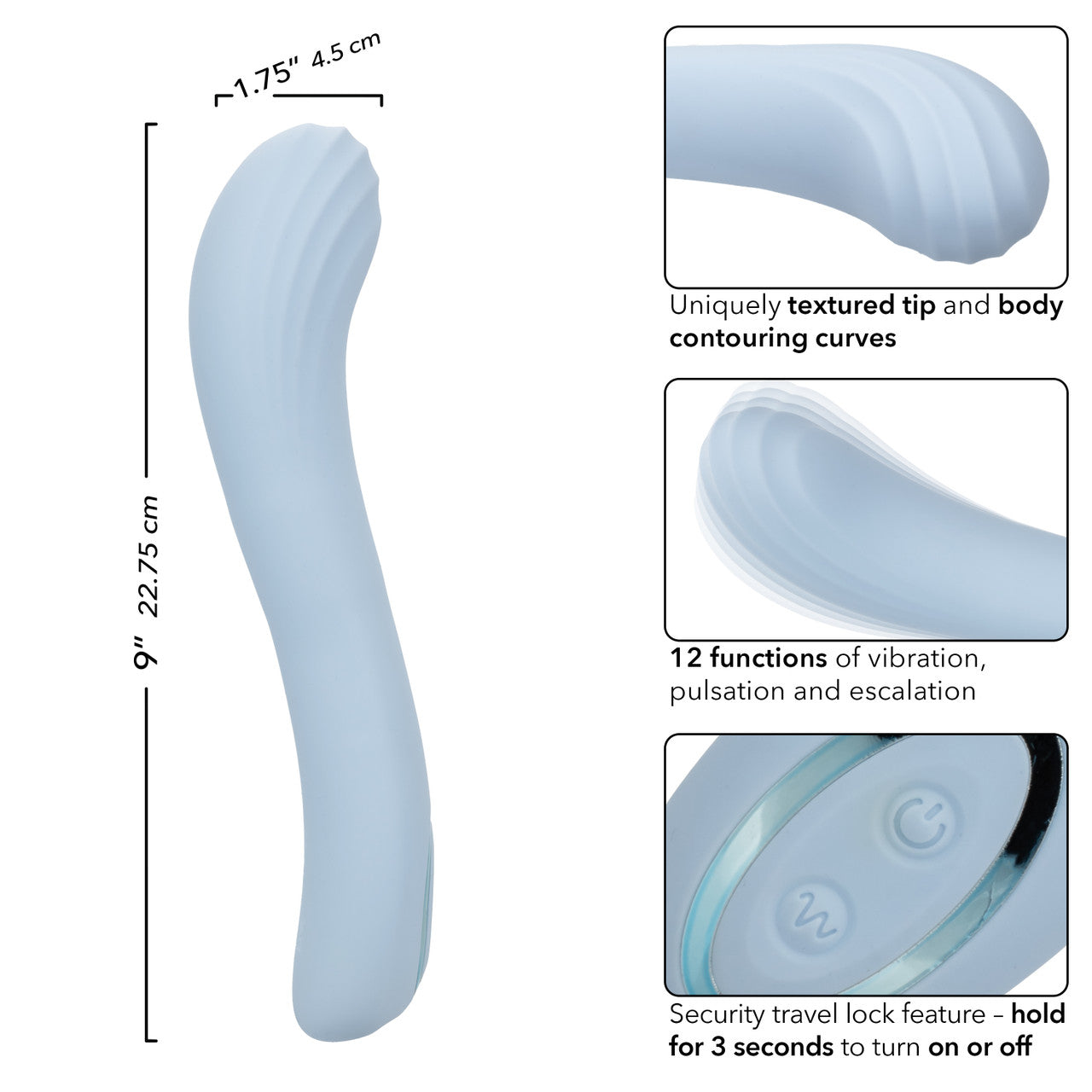 CalExotics Azure Collection Contoured G Rechargeable Silicone Vibrator