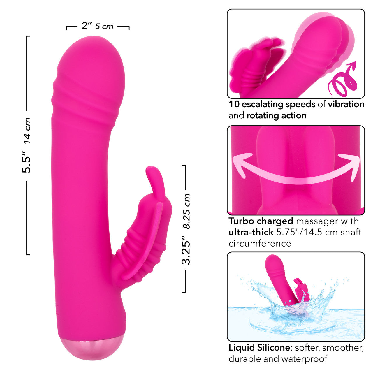 CalExotics Thicc Chubby Rotating Rechargeable Silicone Butterfly Rabbit Vibrator