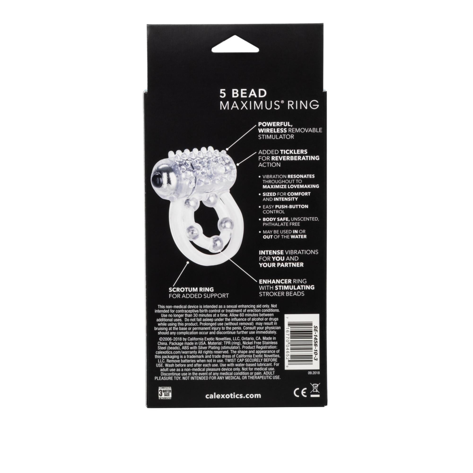 CalExotics Couple's Enhancers 5 Bead Maximus Ring Vibrating Cock Ring