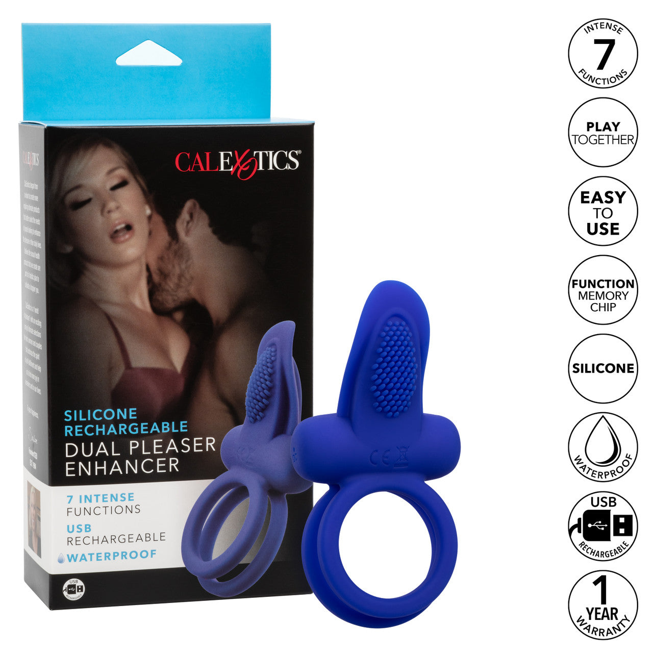 CalExotics Silicone Rechargeable Dual Pleasure Enhancer Cock Ring