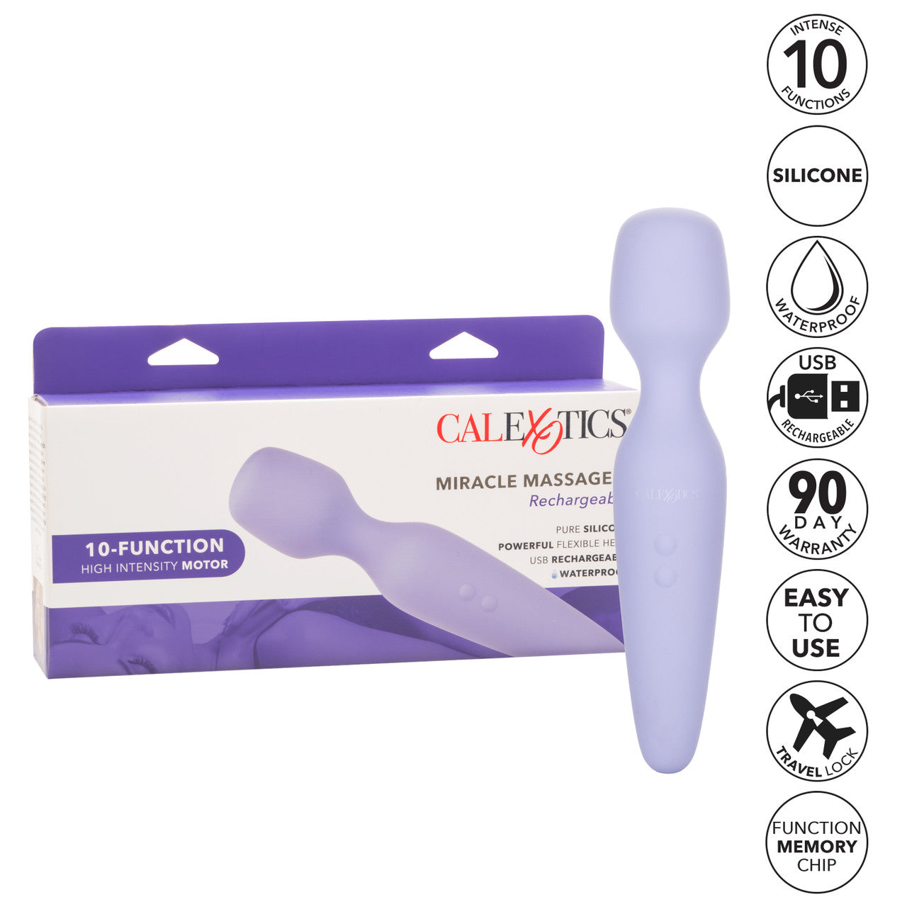 CalExotics Miracle Massager USB Rechargeable Silicone Wand Waterproof 8.5in