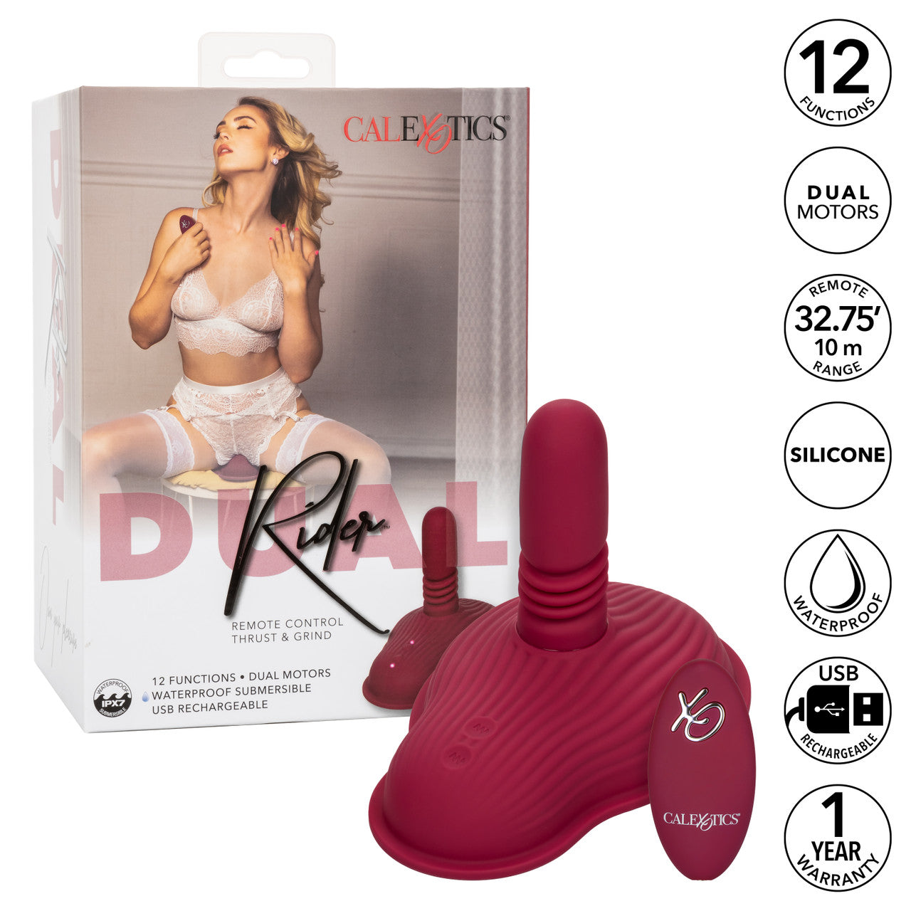 CalExotics Dual Rider Rechargeable Silicone Remote Control Thrust & Grind Massager