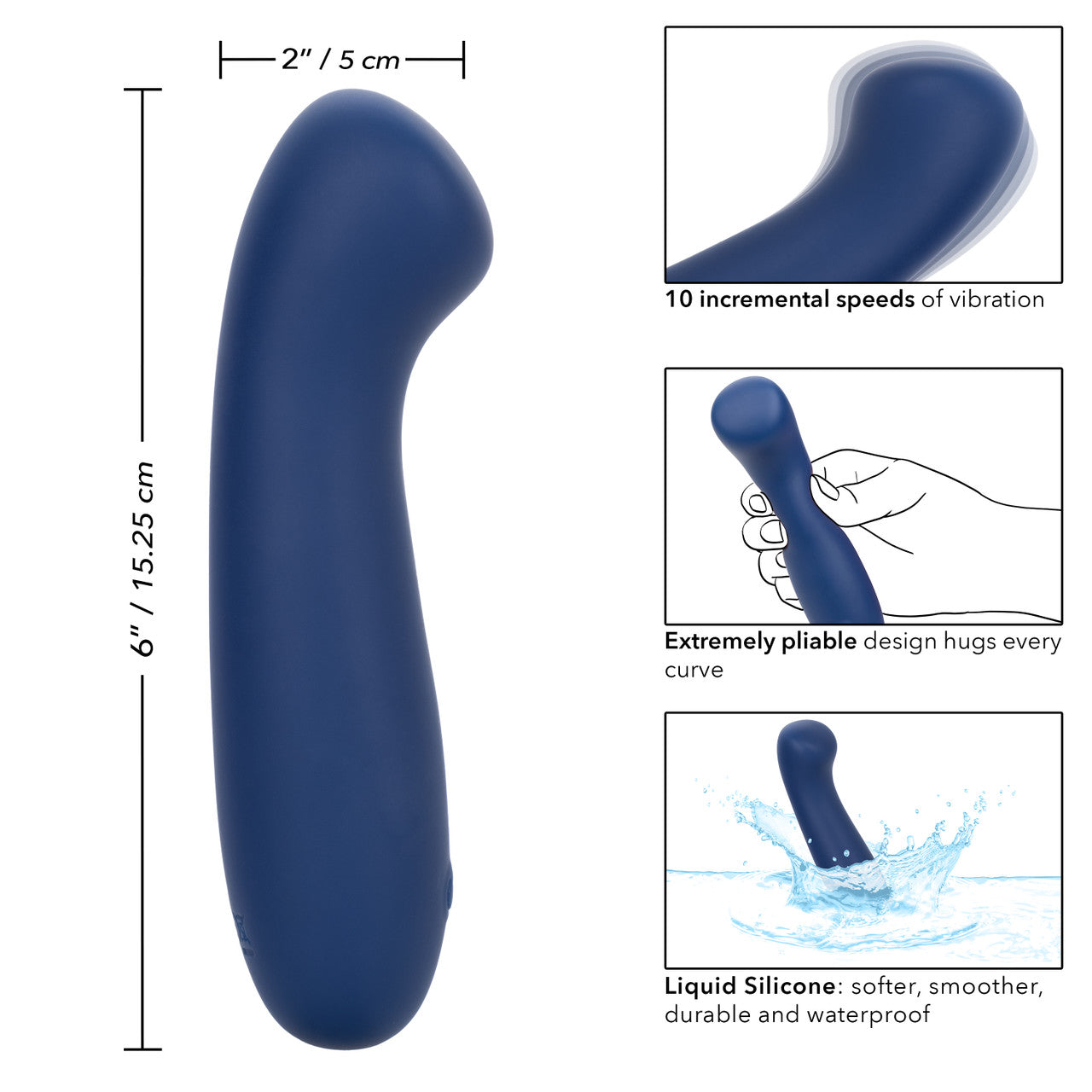 CalExotics Cashmere Satin G Rechargeable Silicone G-Spot Vibrator with Clitoral Stimulator