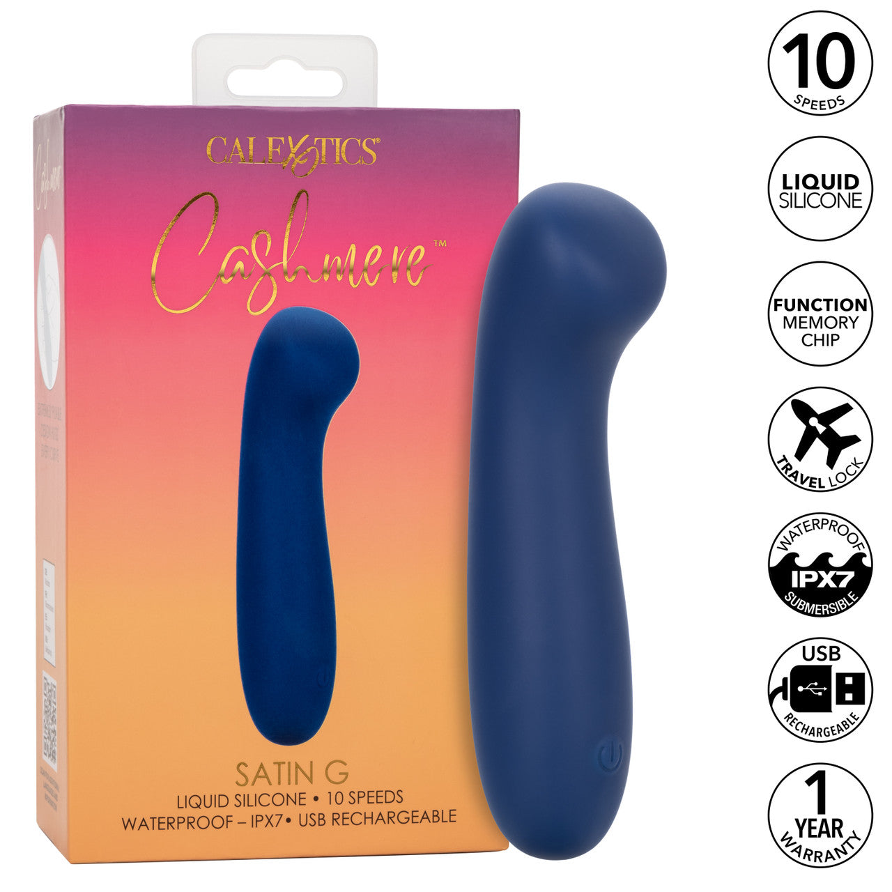 CalExotics Cashmere Satin G Rechargeable Silicone G-Spot Vibrator with Clitoral Stimulator