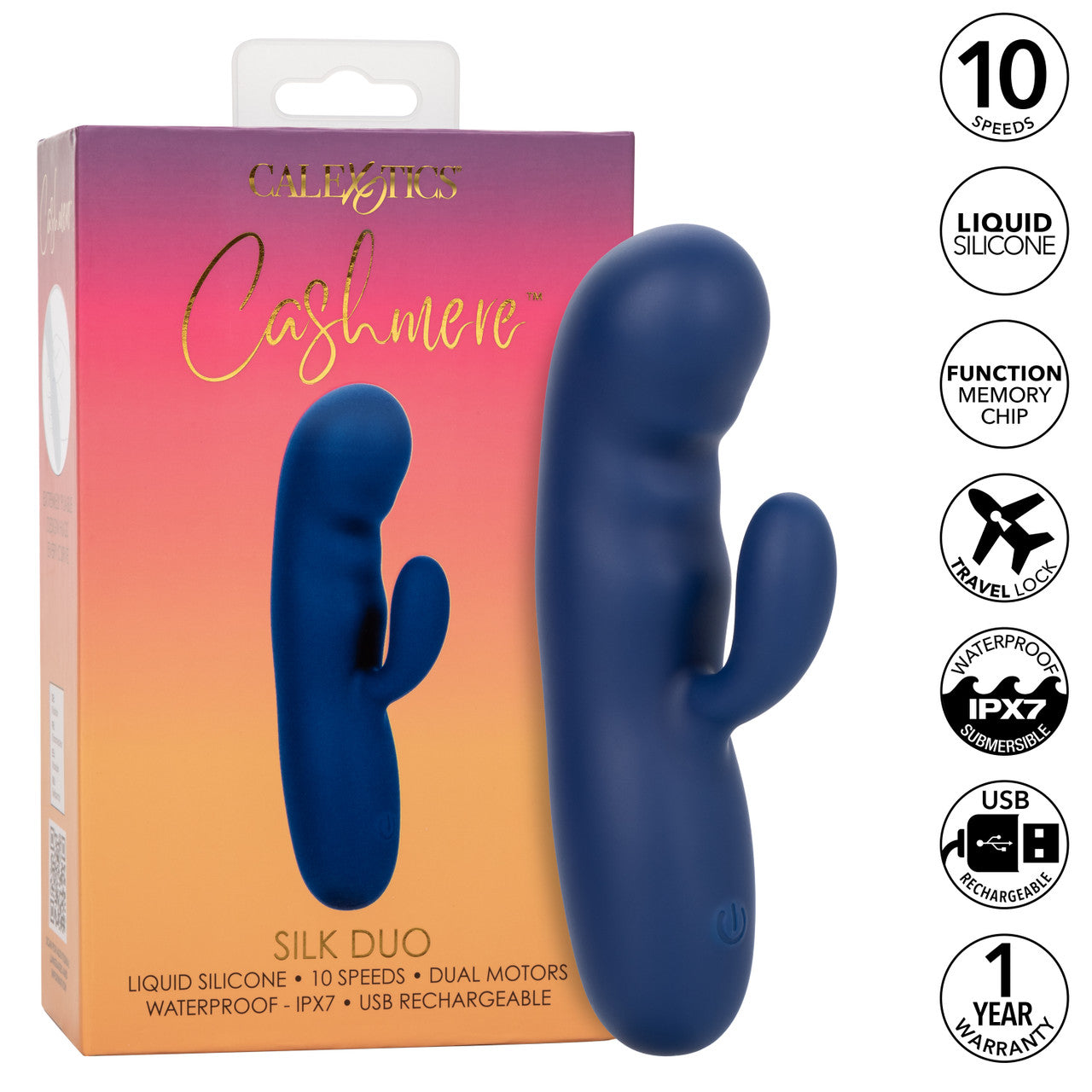 CalExotics Cashmere Silk Duo Rechargeable Silicone Rabbit Vibrator