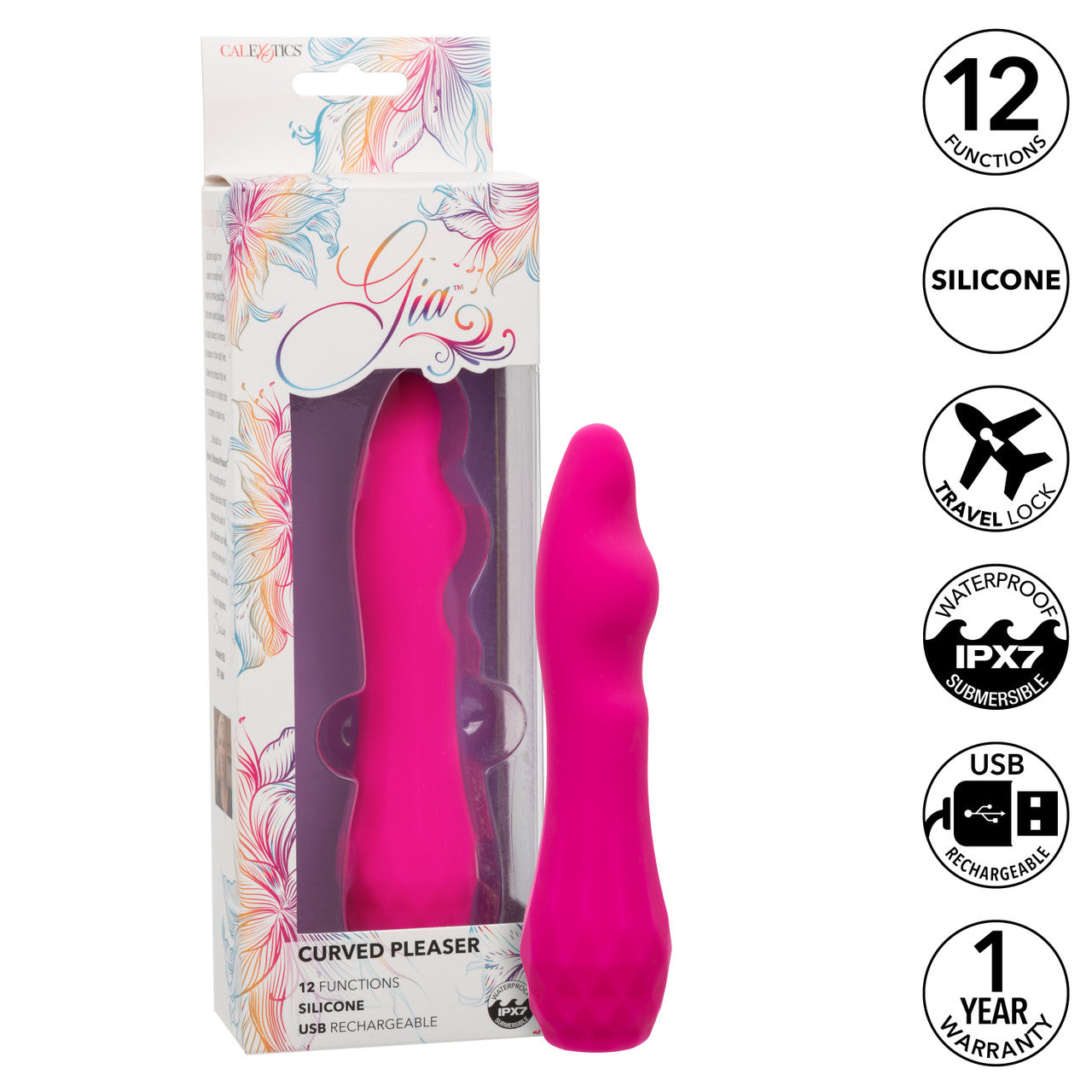 CalExotics Gia Curved Pleaser Silicone Rechargeable Vibrator