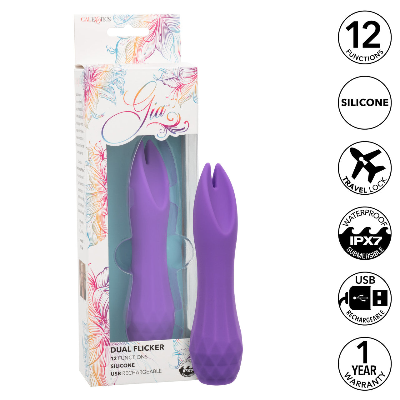 CalExotics Gia Dual Flicker Silicone Rechargeable Vibrator