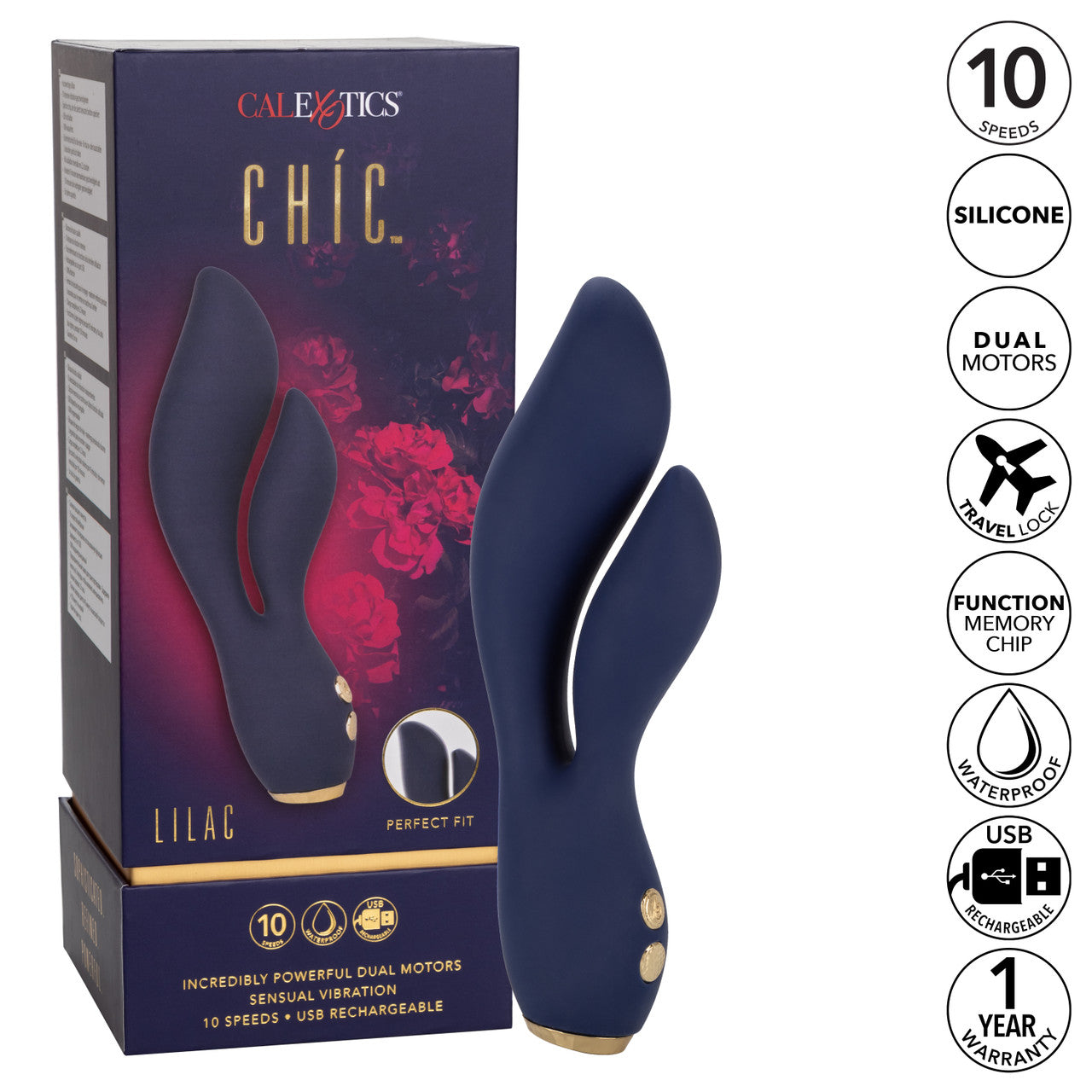 CalExotics Chic Lilac Rechargeable Silicone Rabbit Vibrator