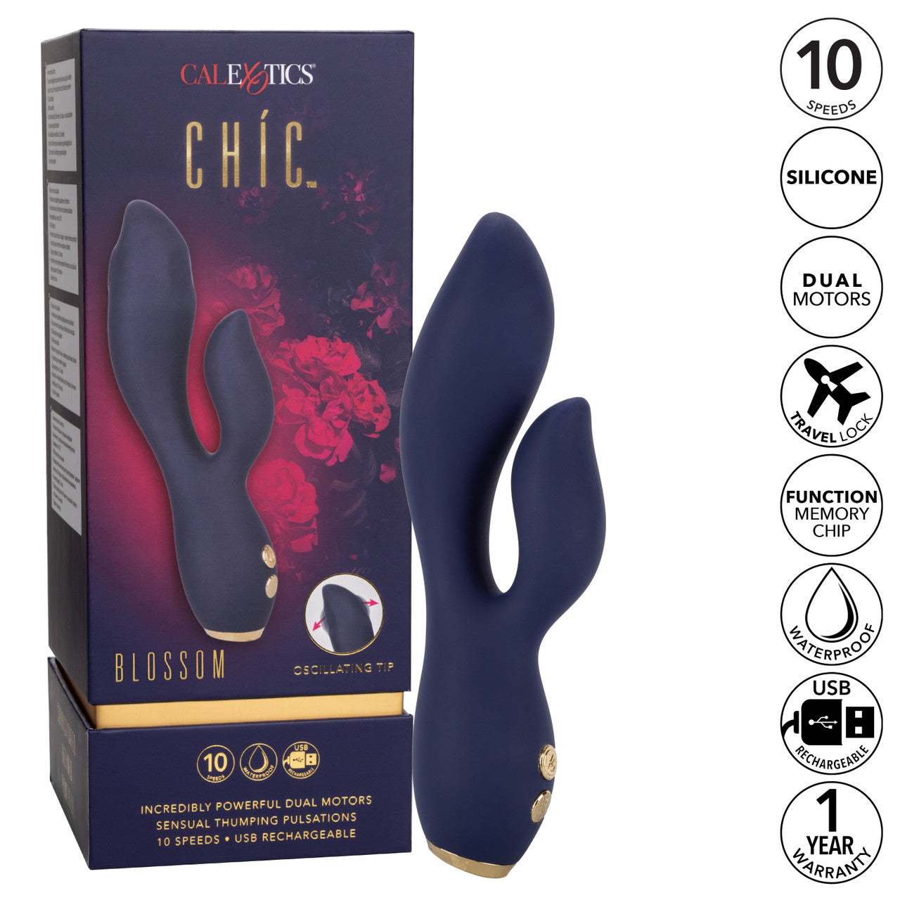 CalExotics Chic Blossom Rechargeable Silicone Rabbit Vibrator