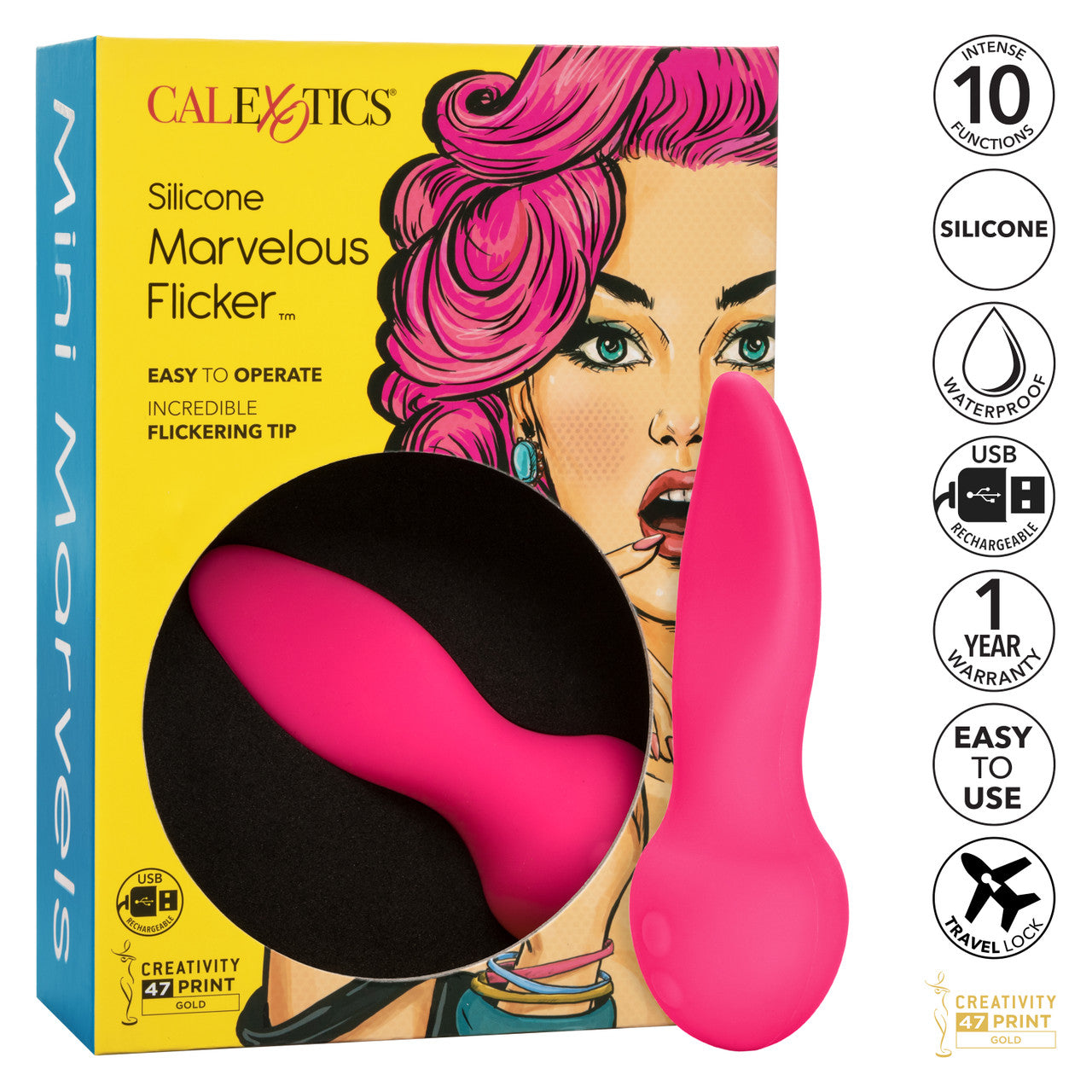 CalExotics Mini Marvels Marvelous Flicker Silicone Rechargeable Massager