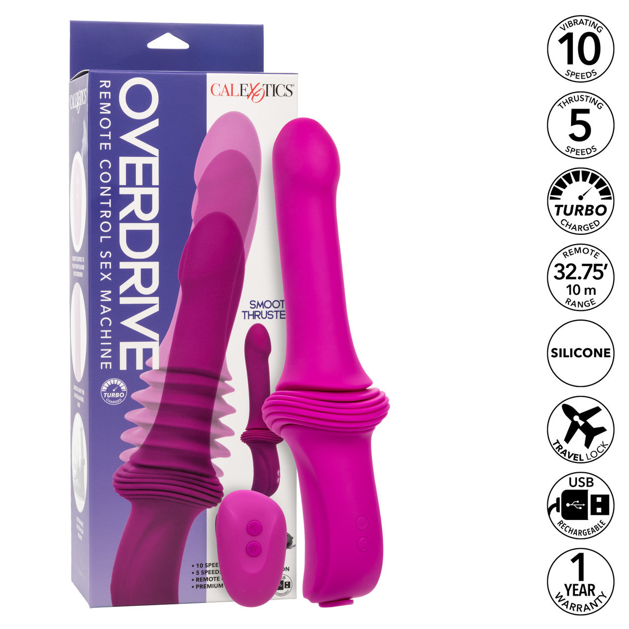 CalExotics Overdrive Remote Control Rechargeable Silicone Sex Machine Smooth Thruster