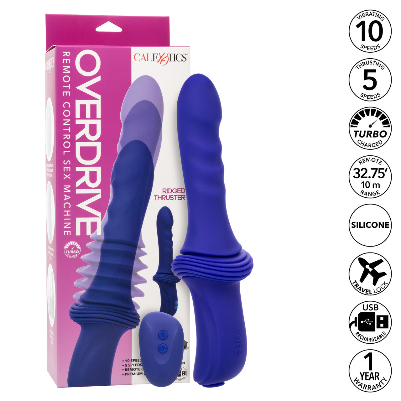 CalExotics Overdrive Remote Control Rechargeable Silicone Sex Machine Ridge Thruster