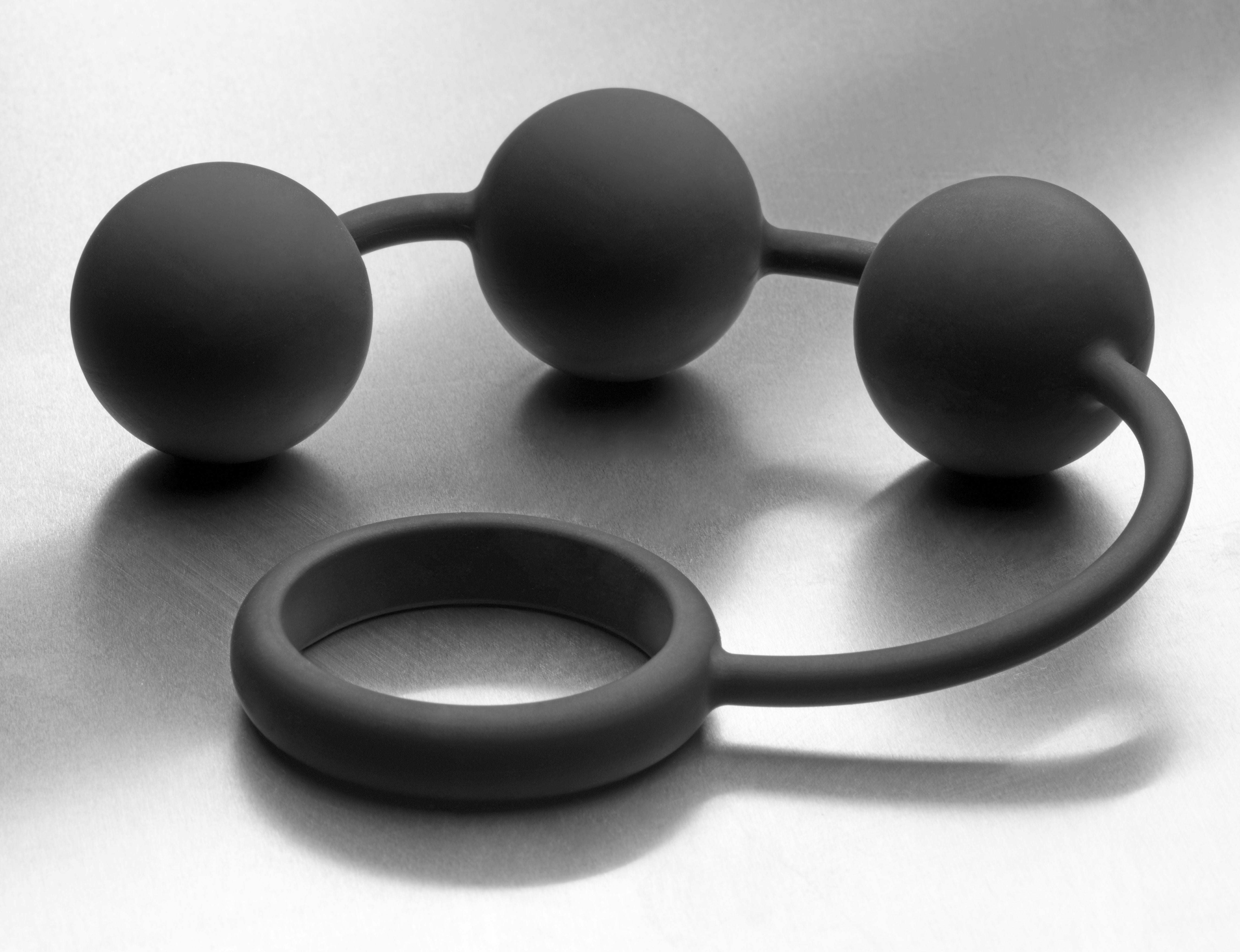 Tom Of Finland Silicone Cock Ring with 3 Weighted Balls