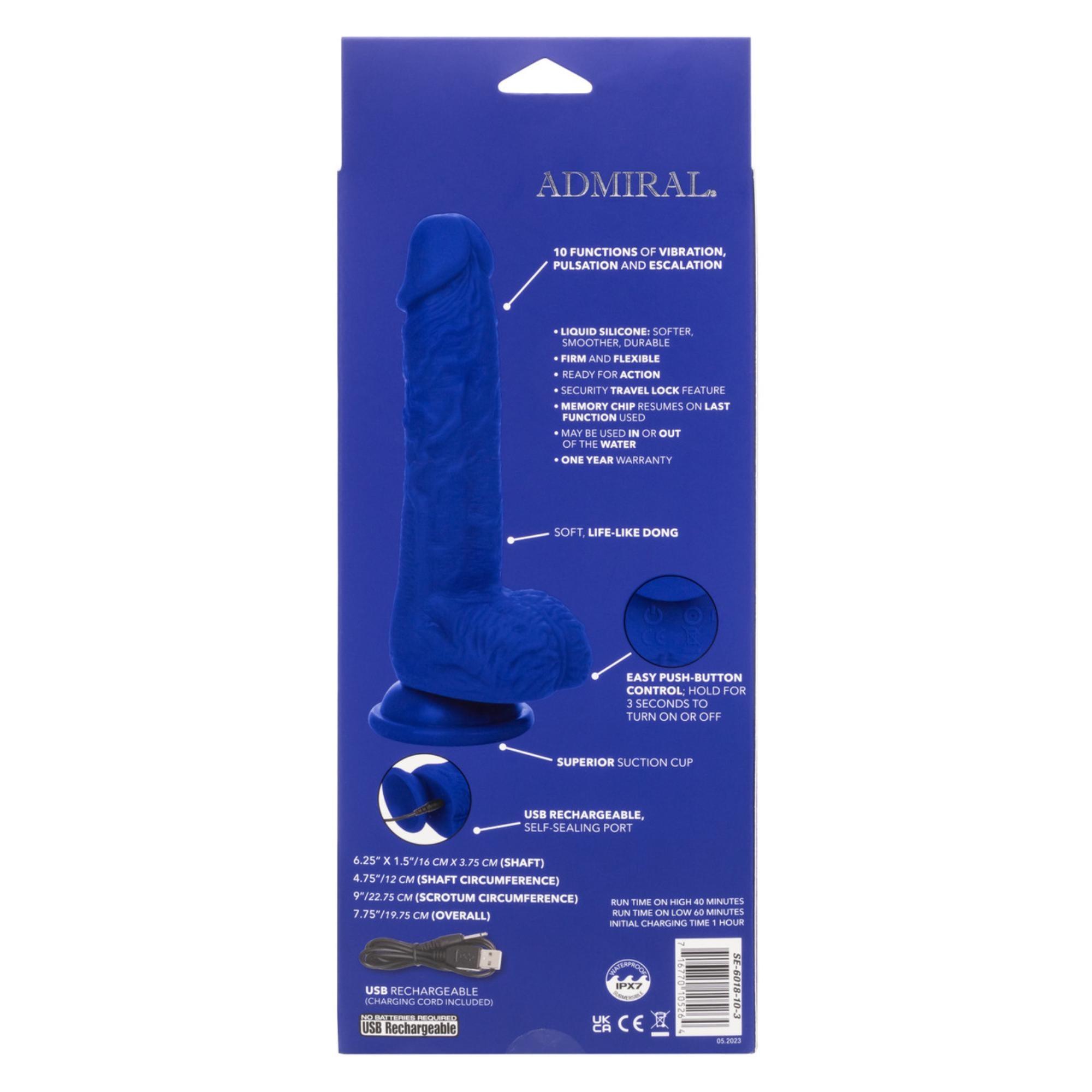 Admiral Vibrating Sailor Rechargeable Silicone Dildo 7in - Buy At Luxury Toy X - Free 3-Day Shipping