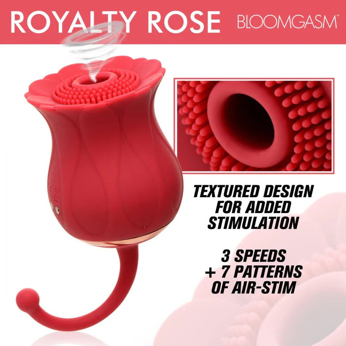 Inmi Bloomgasm Royalty Rose Rechargeable Silicone Textured Suction Clitoral Stimulator