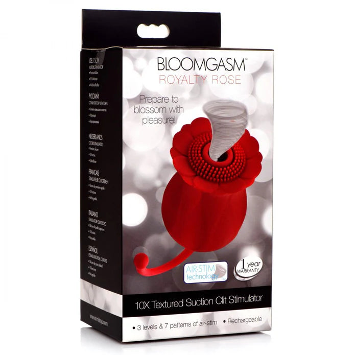 Inmi Bloomgasm Royalty Rose Rechargeable Silicone Textured Suction Clitoral Stimulator