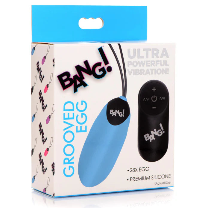 Bang! 28X Grooved Rechargeable Silicone Egg with Remote Control