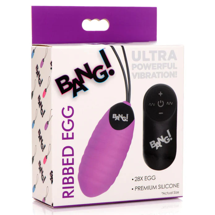 Bang! 28X Ribbed Rechargeable Silicone Egg with Remote Control